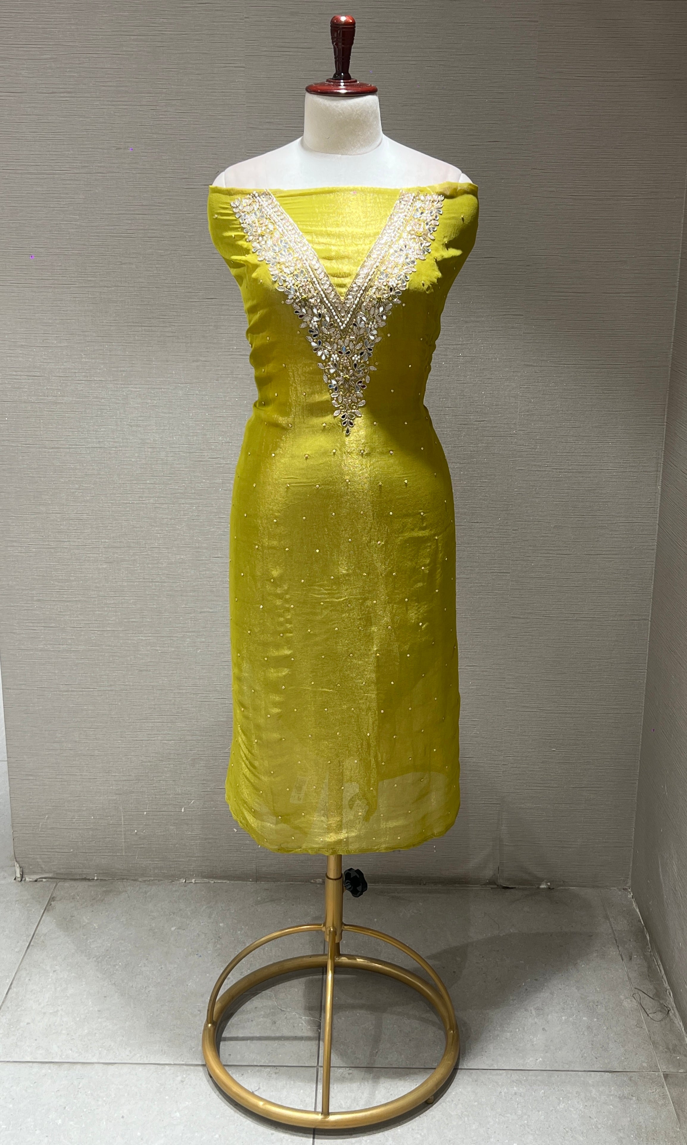 Mehandi Green Party Wear Dress Material