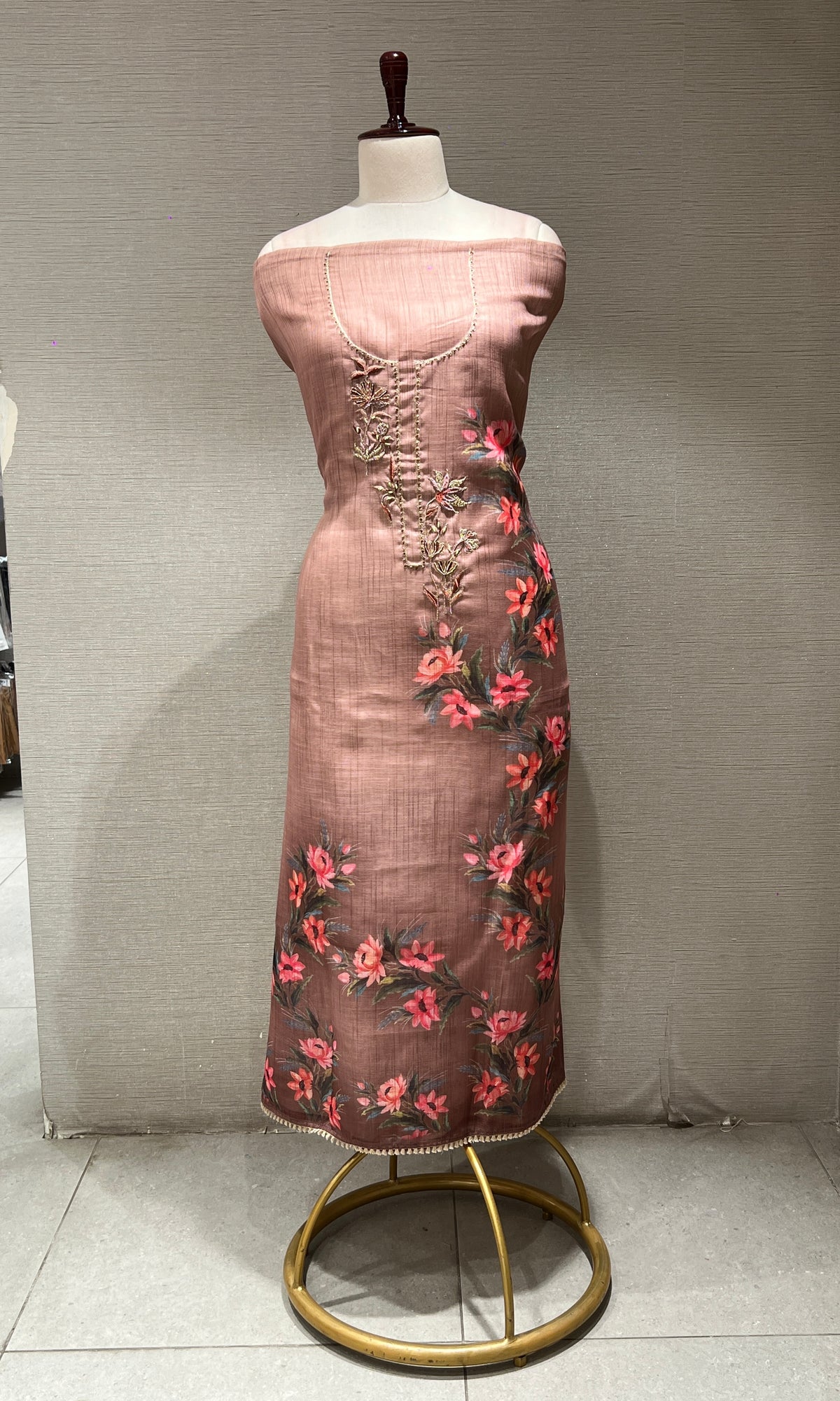 Brown dress material