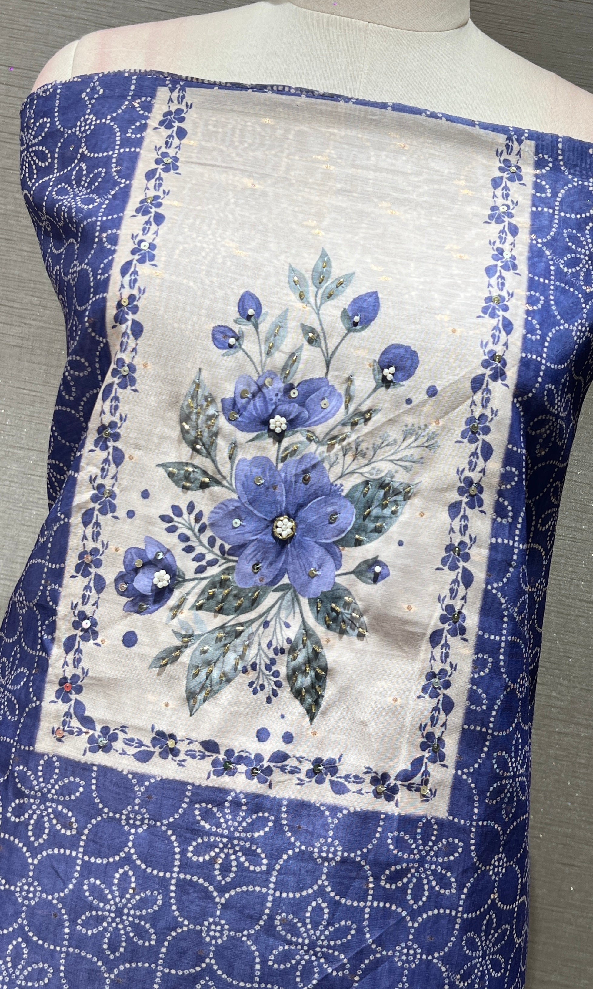 Purple FLORAL dress material