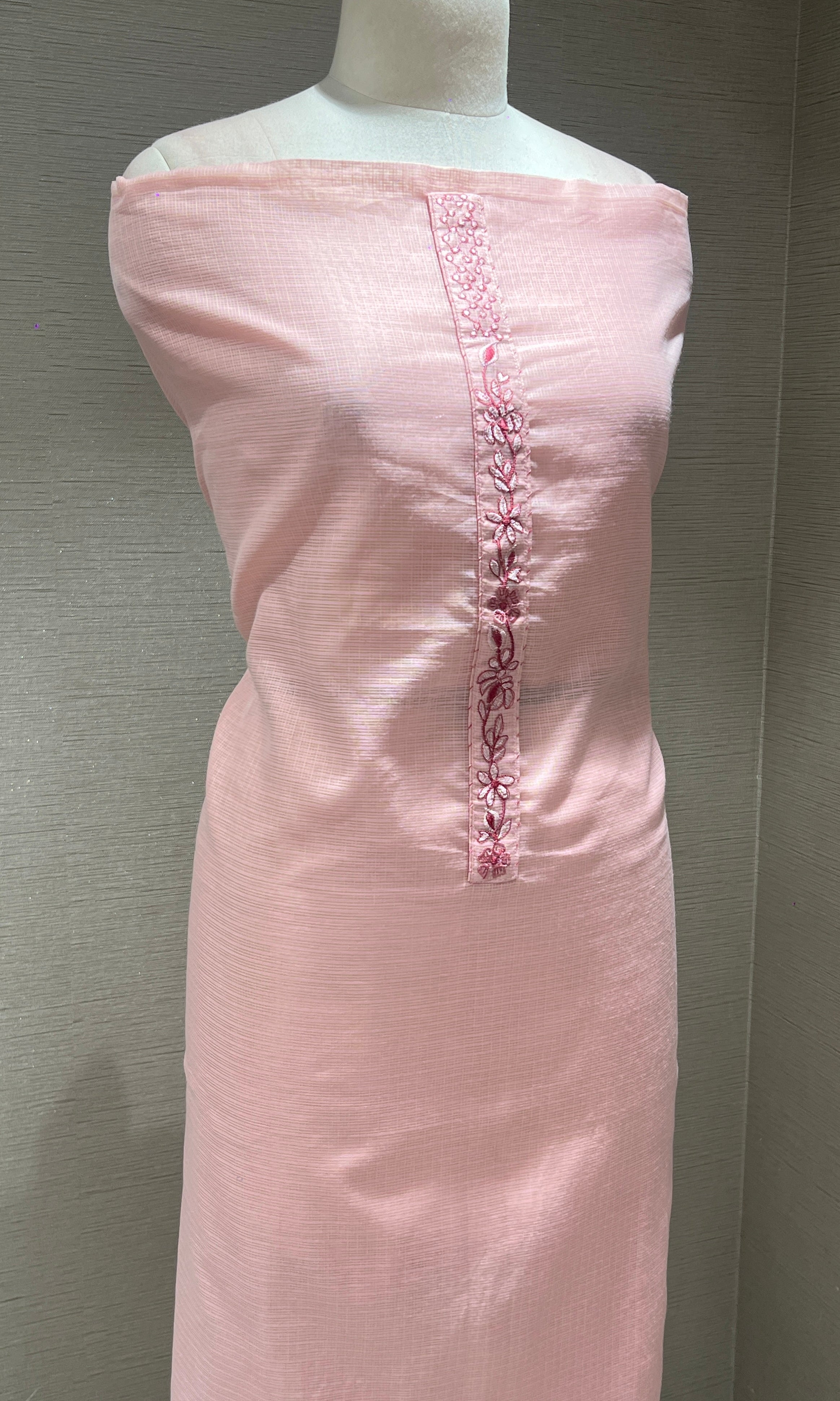 Elegant baby Pink Embroidered dress material