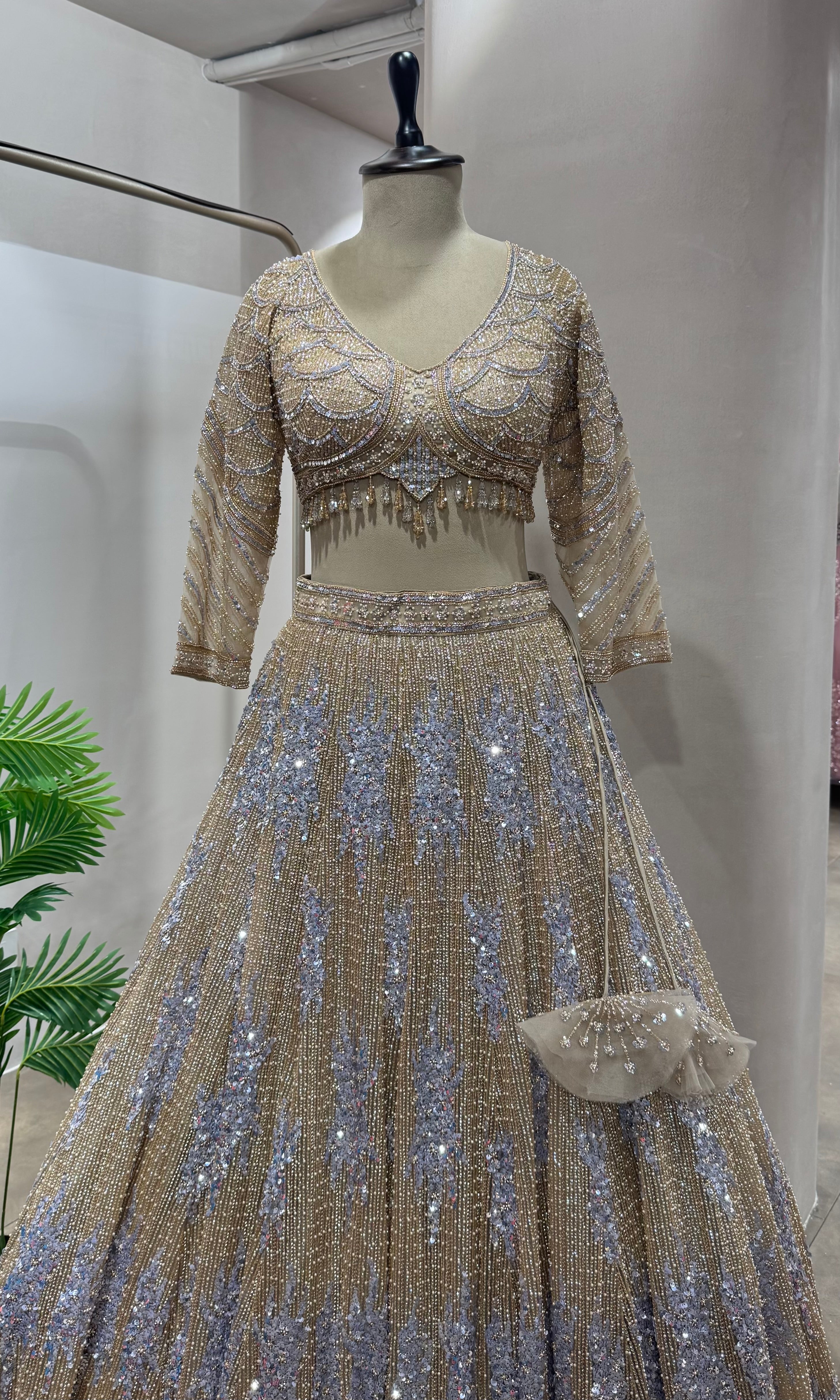 BLUE INTRICATE EMBROIDERED LEHENGA