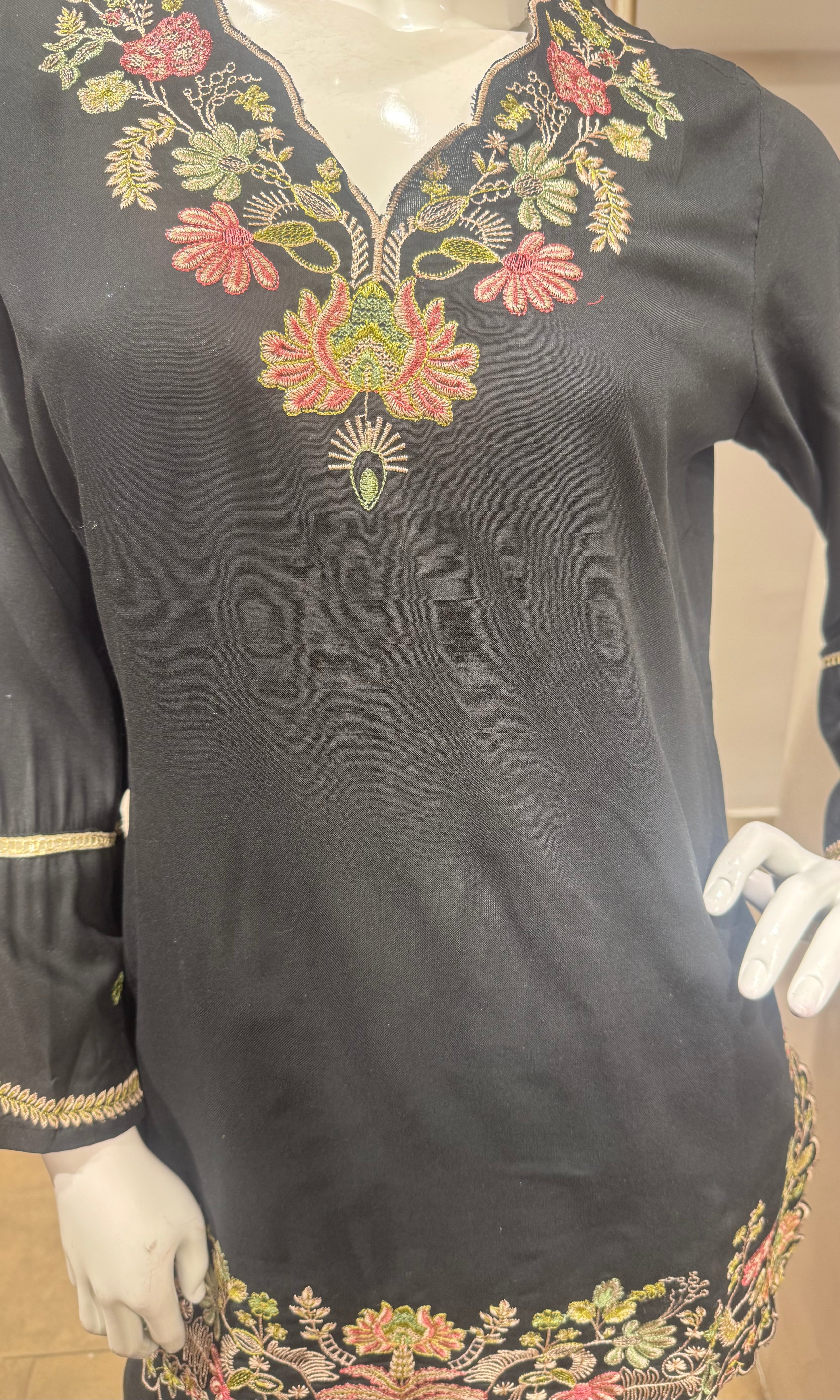 Black Floral cotton cord set