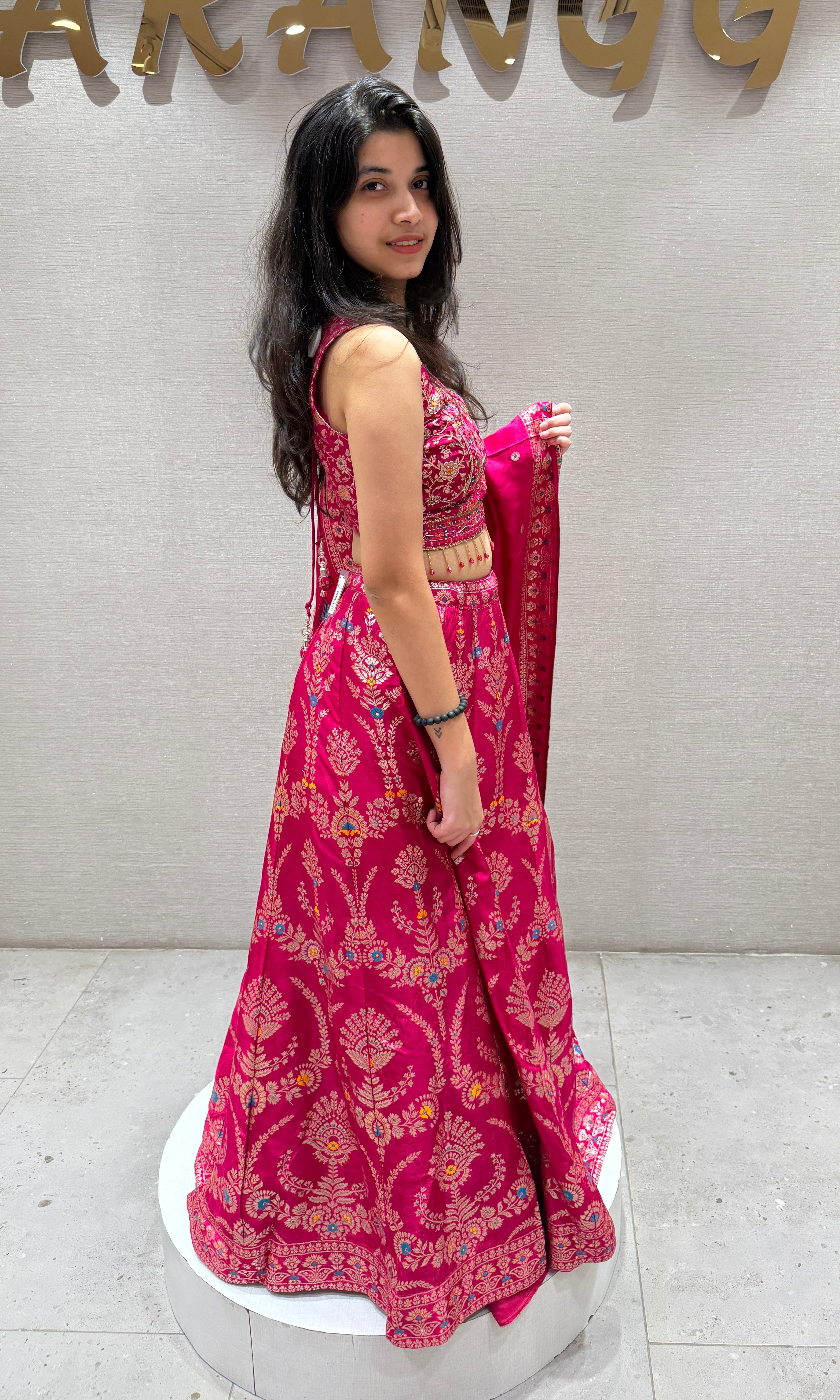 Pink Ethnic Floral Lehenga