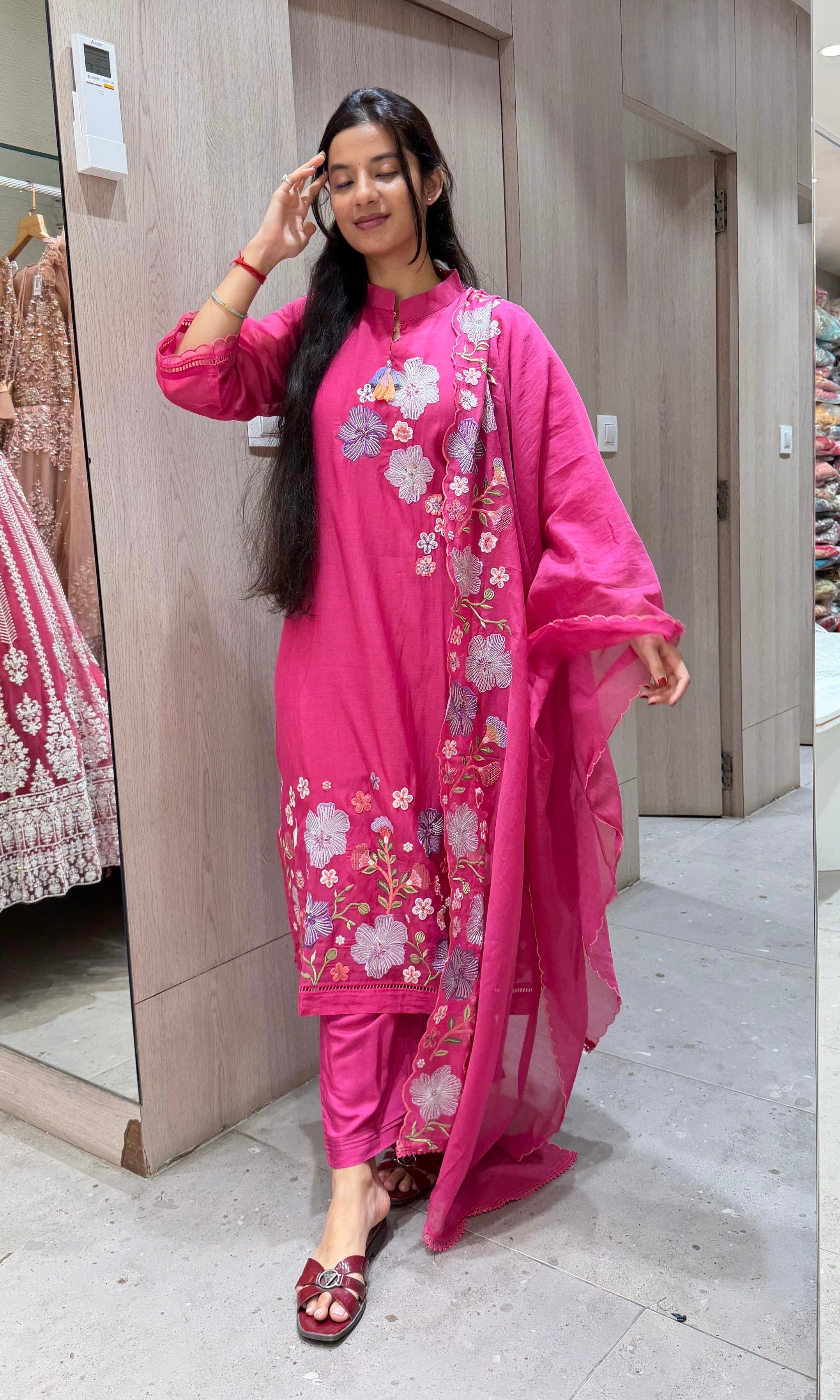 Pink FLORAL kurta set