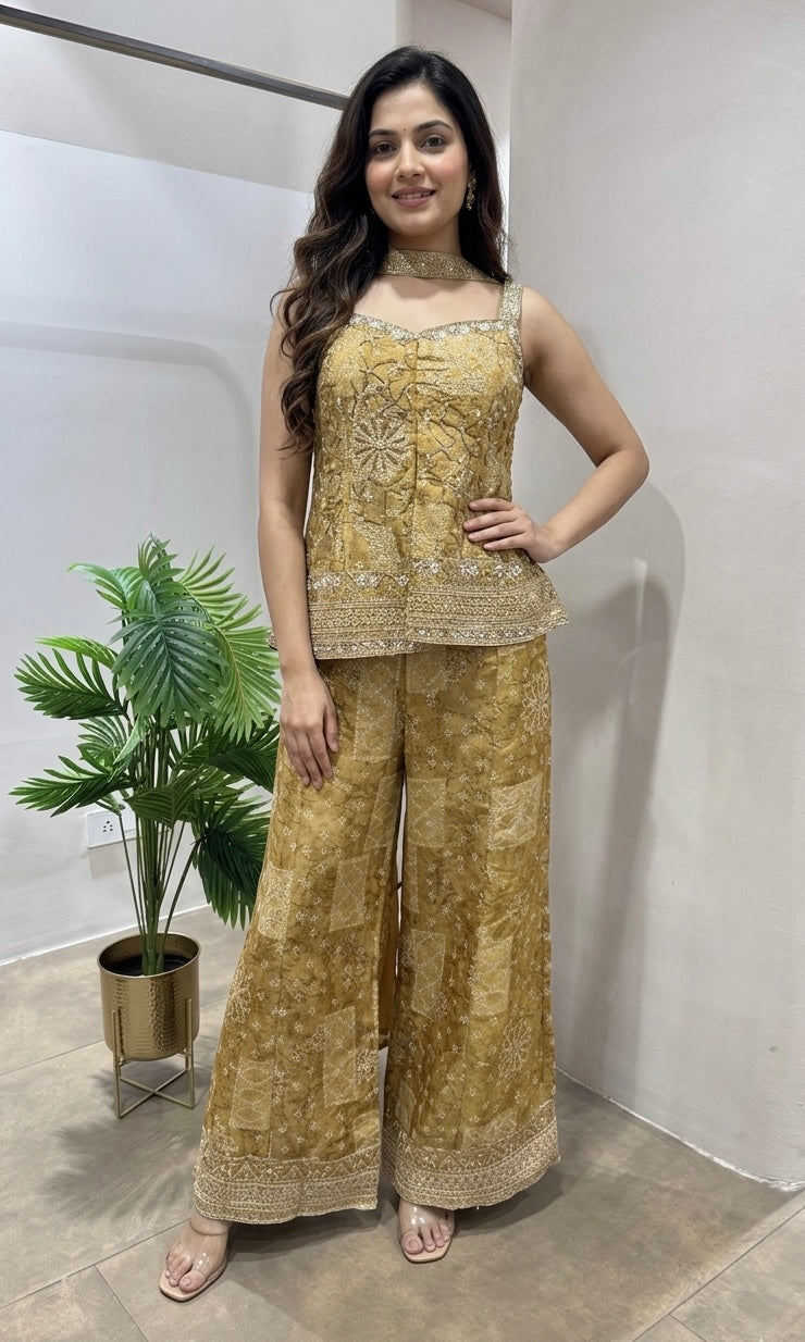 Mehendi green ethnic palazzo set