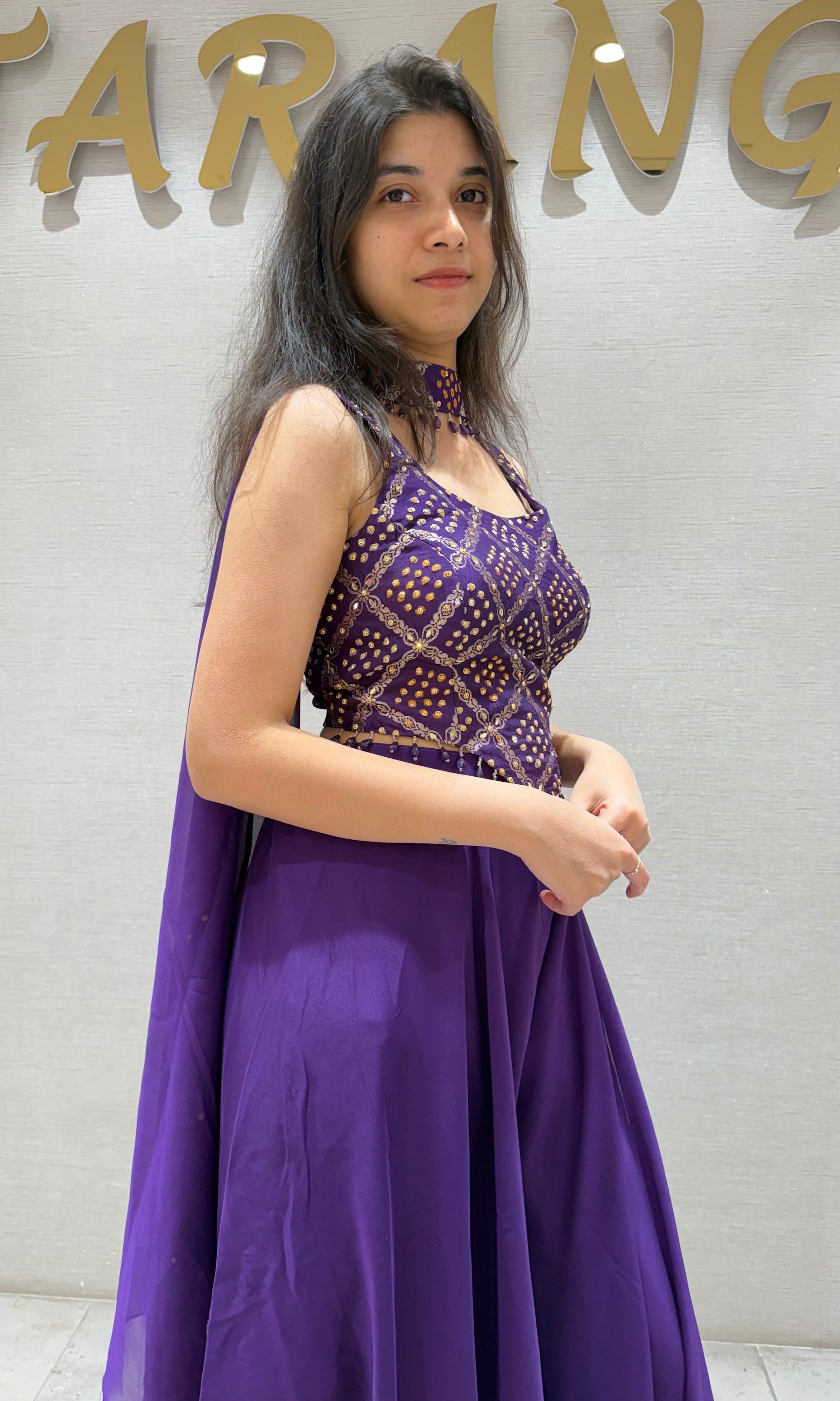Purple EMBROIDERED PALAZZO SET