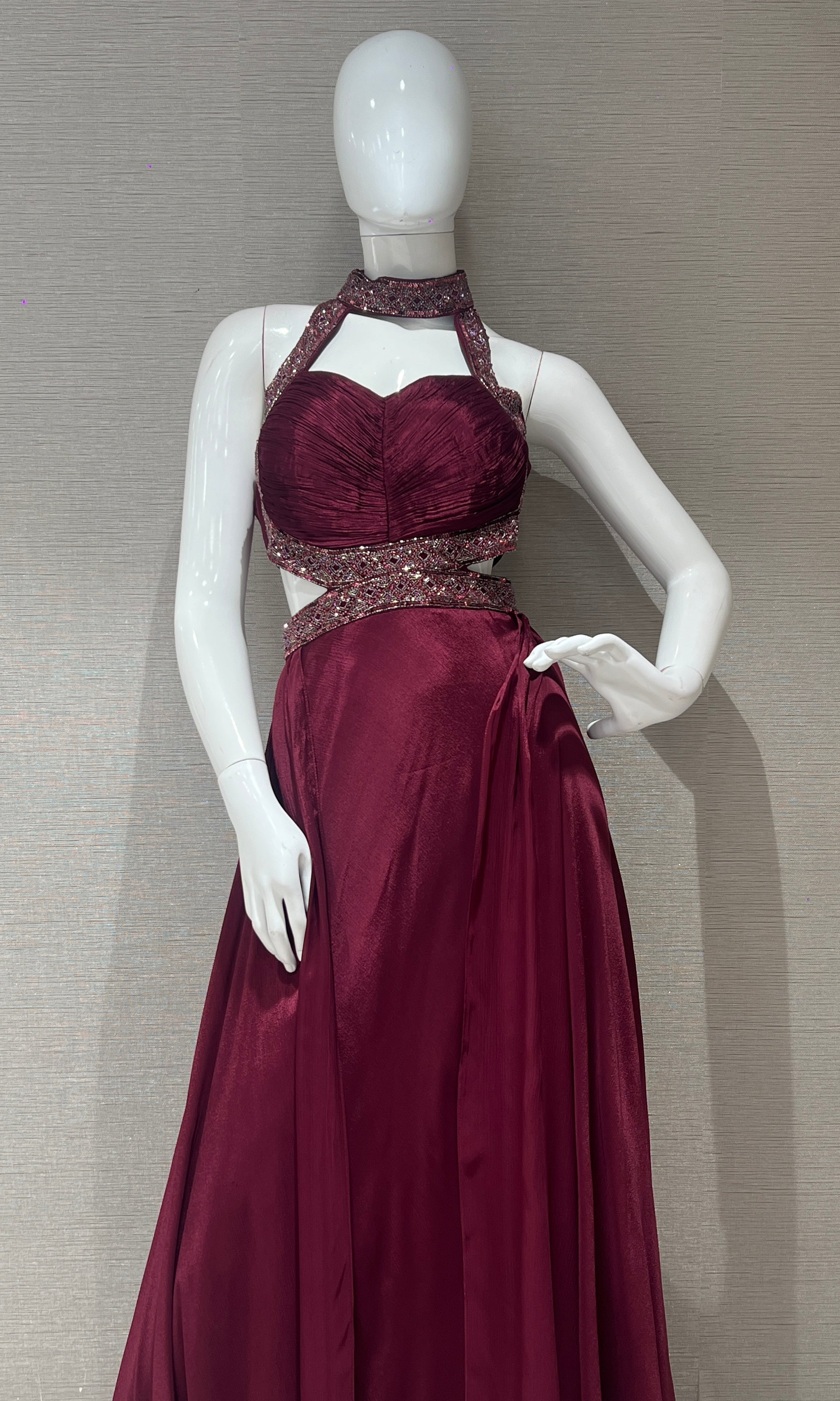 Wine long dress