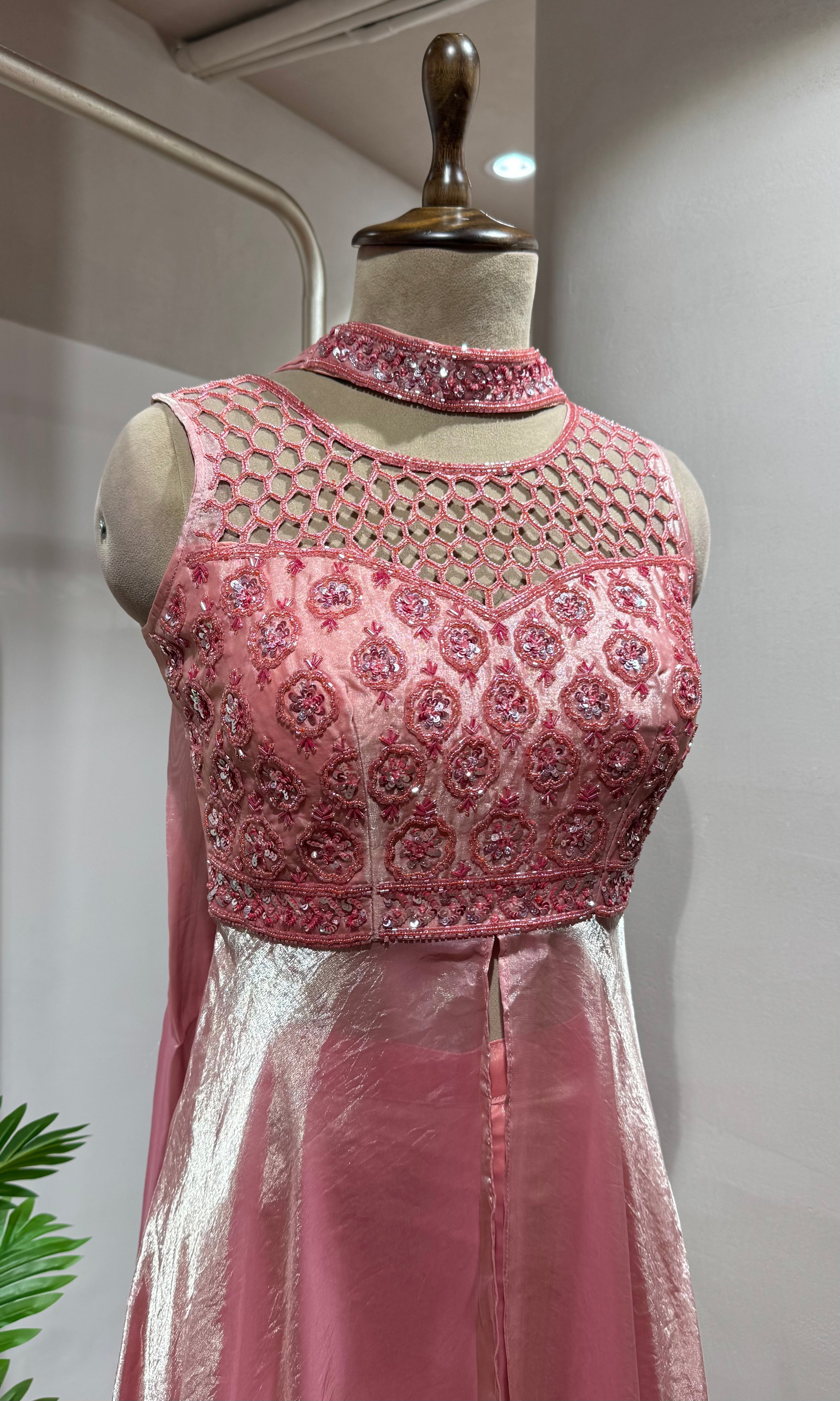GOLD Shimmer ararkali with palazzo pants
