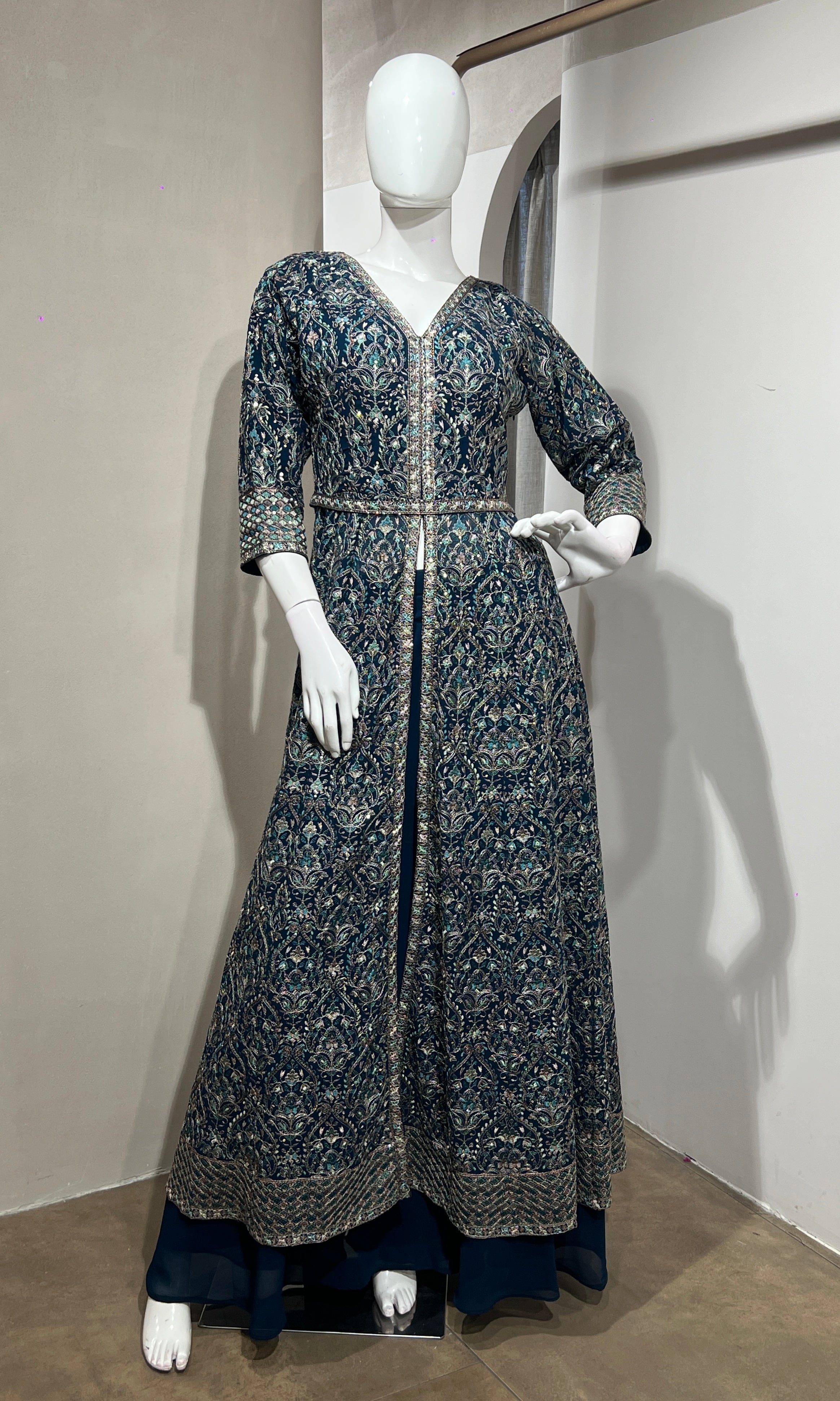 PEACOCK Blue FRONT SLIT ANARKALI SET