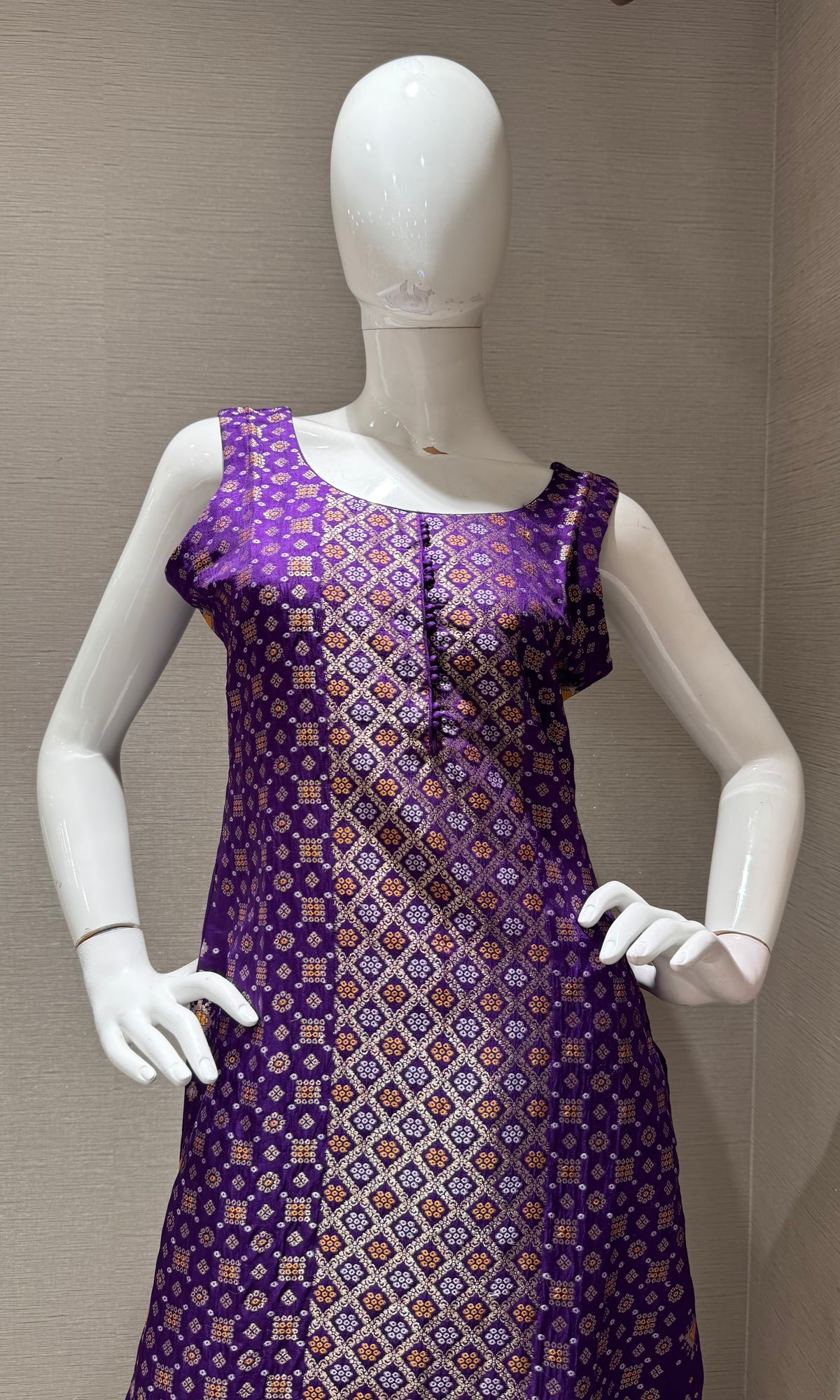 Purple Embroidered silk Kurta Set with Banarasi Dupatta