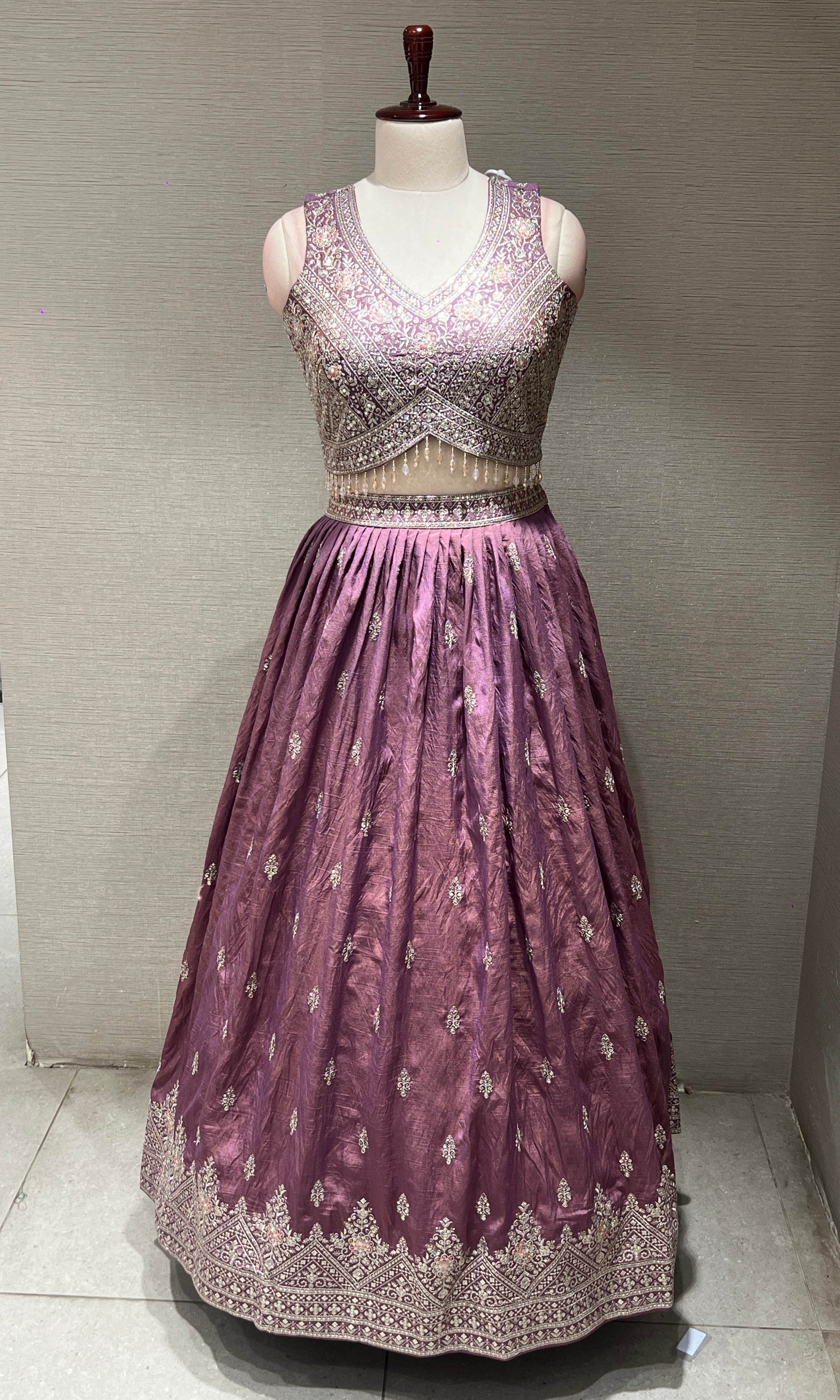 Light Purple Embroidered Sequinned Lehenga