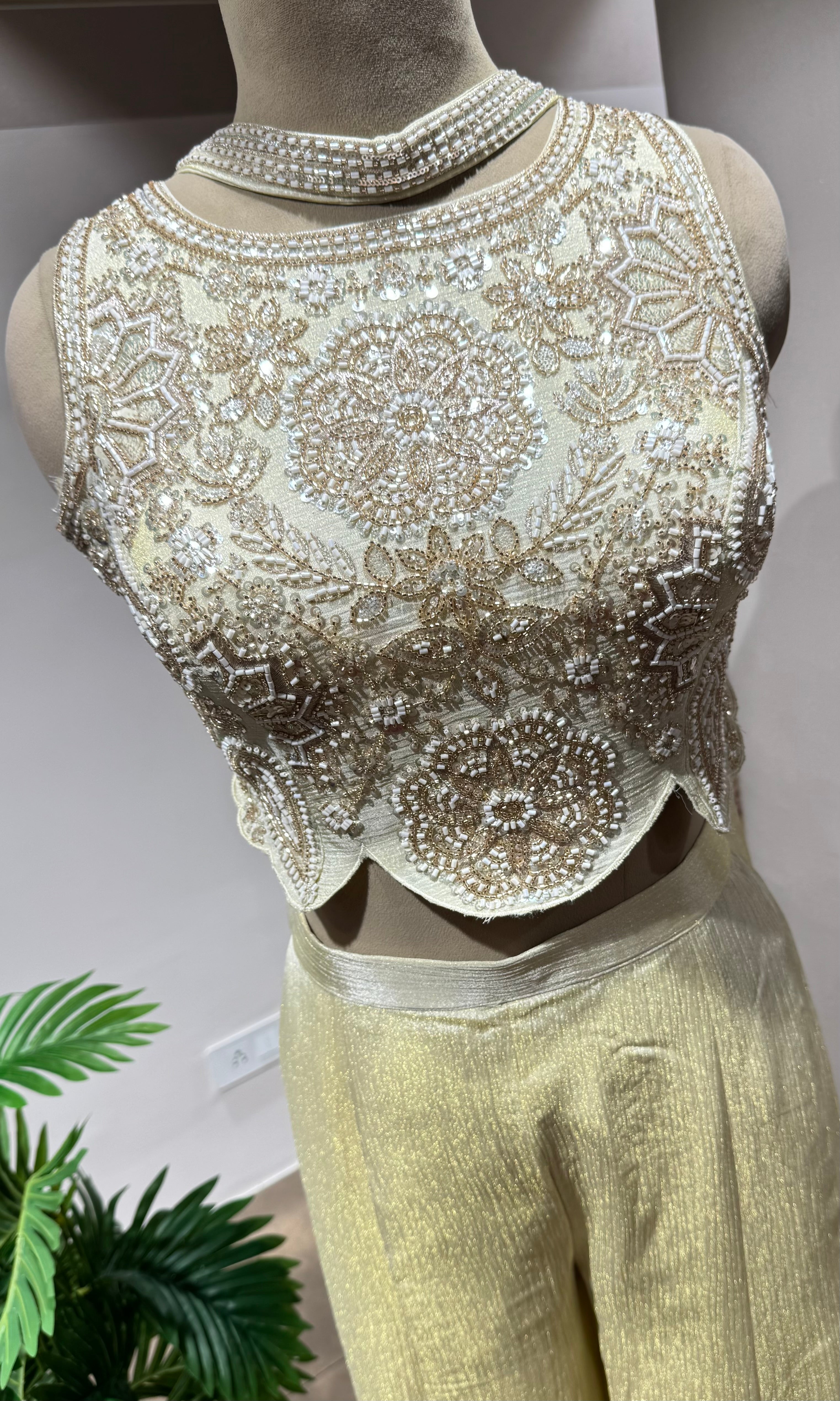 CREAM EMBROIDERY PALAZOO SET