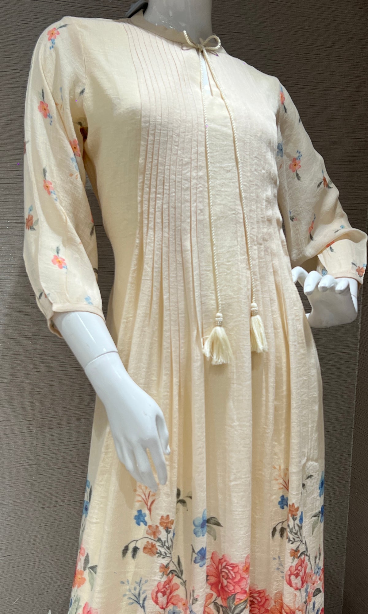 Half White Floral Anarkali Top