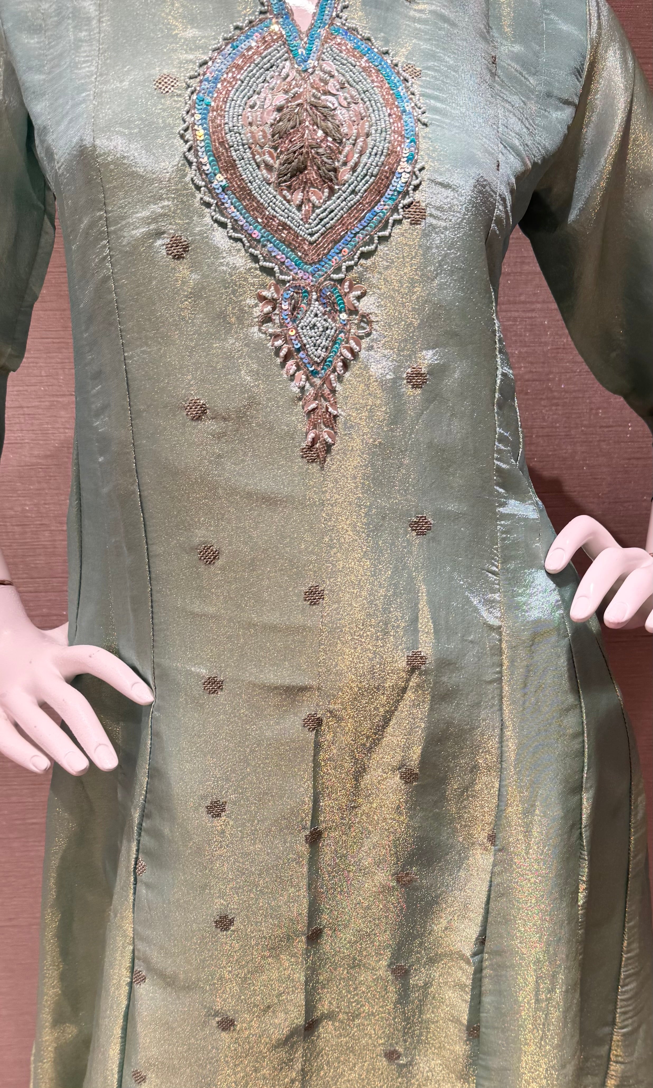 Sea Green Embroidered Silk Salwar Kurta set