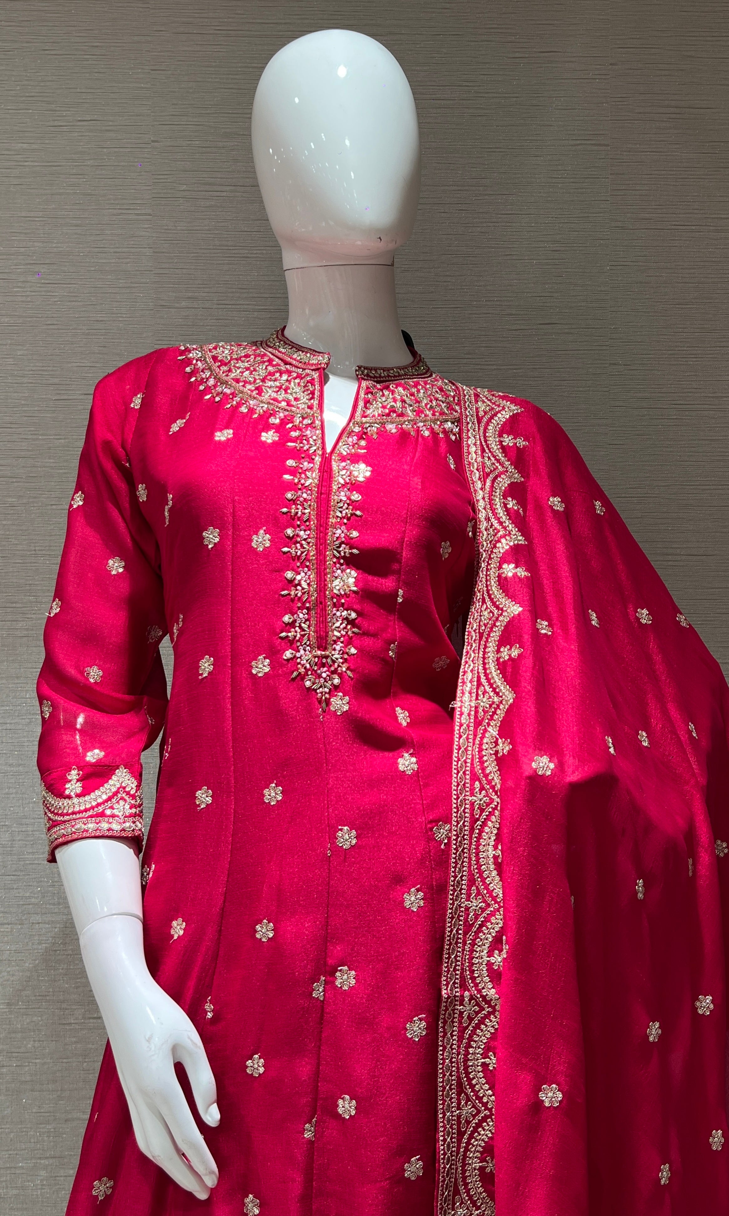 Rani pink EMBROIDERED Anarkali SET