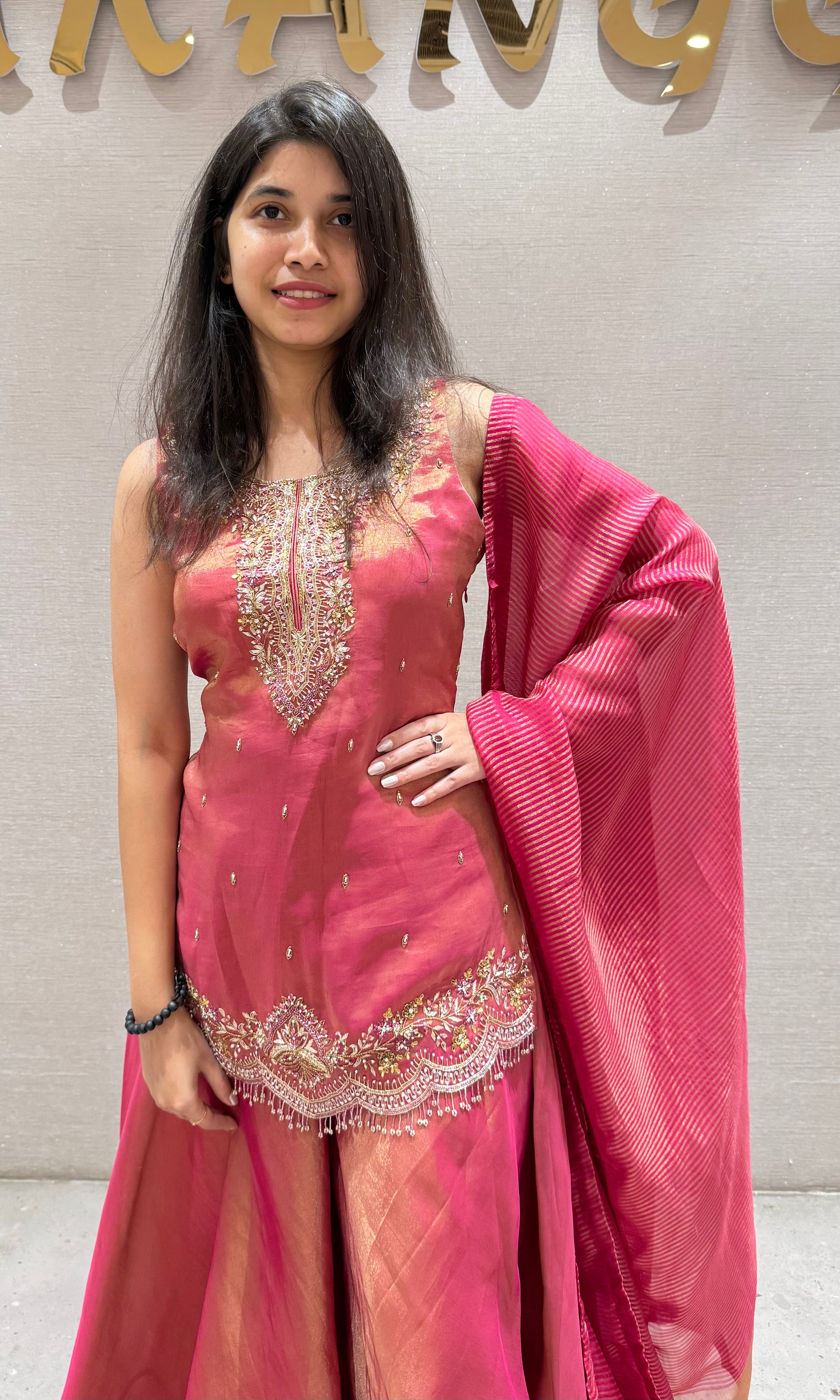 PINK EMBROIDERED SHARARA SET