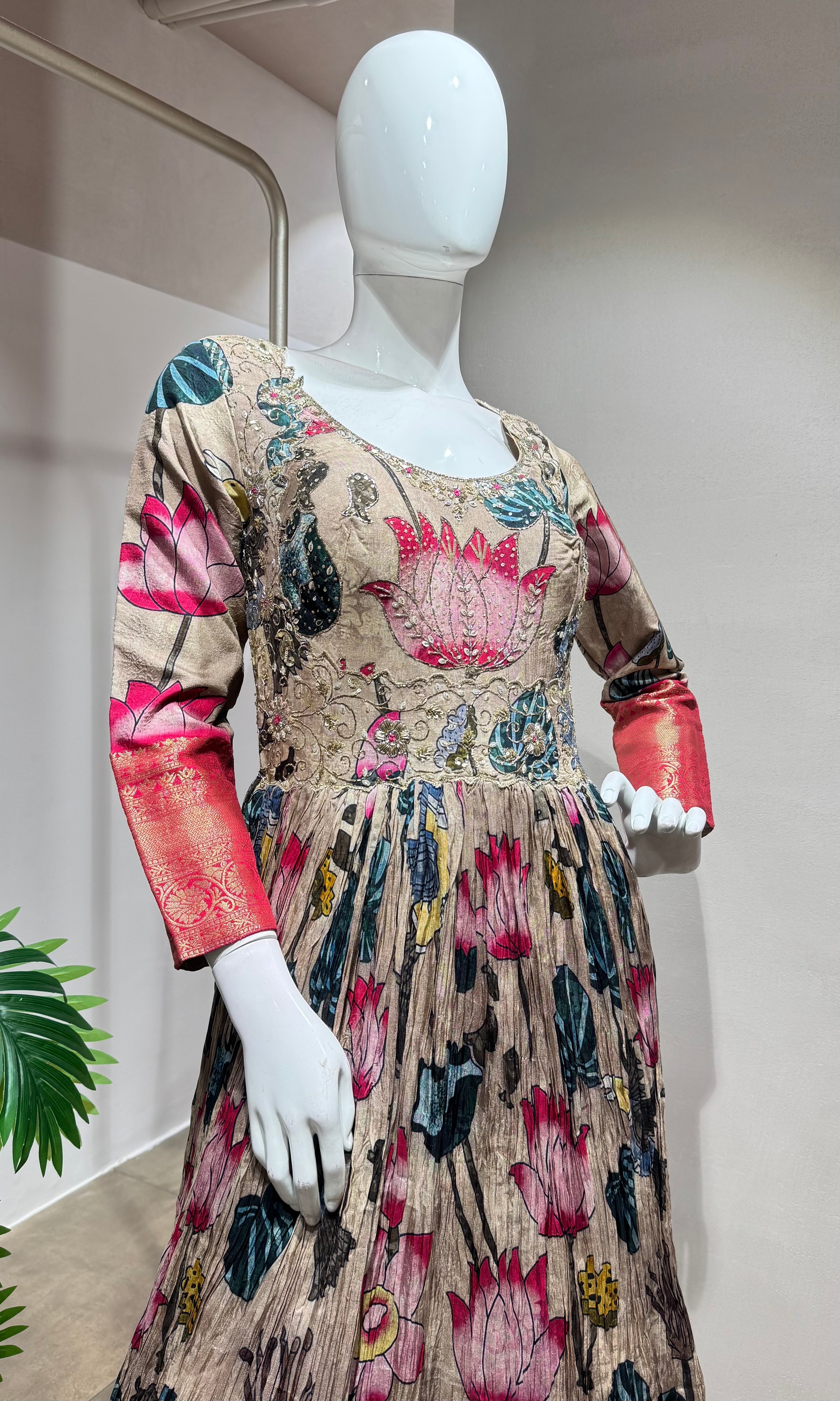 Multi FLORAL kalamkari Anarkali
