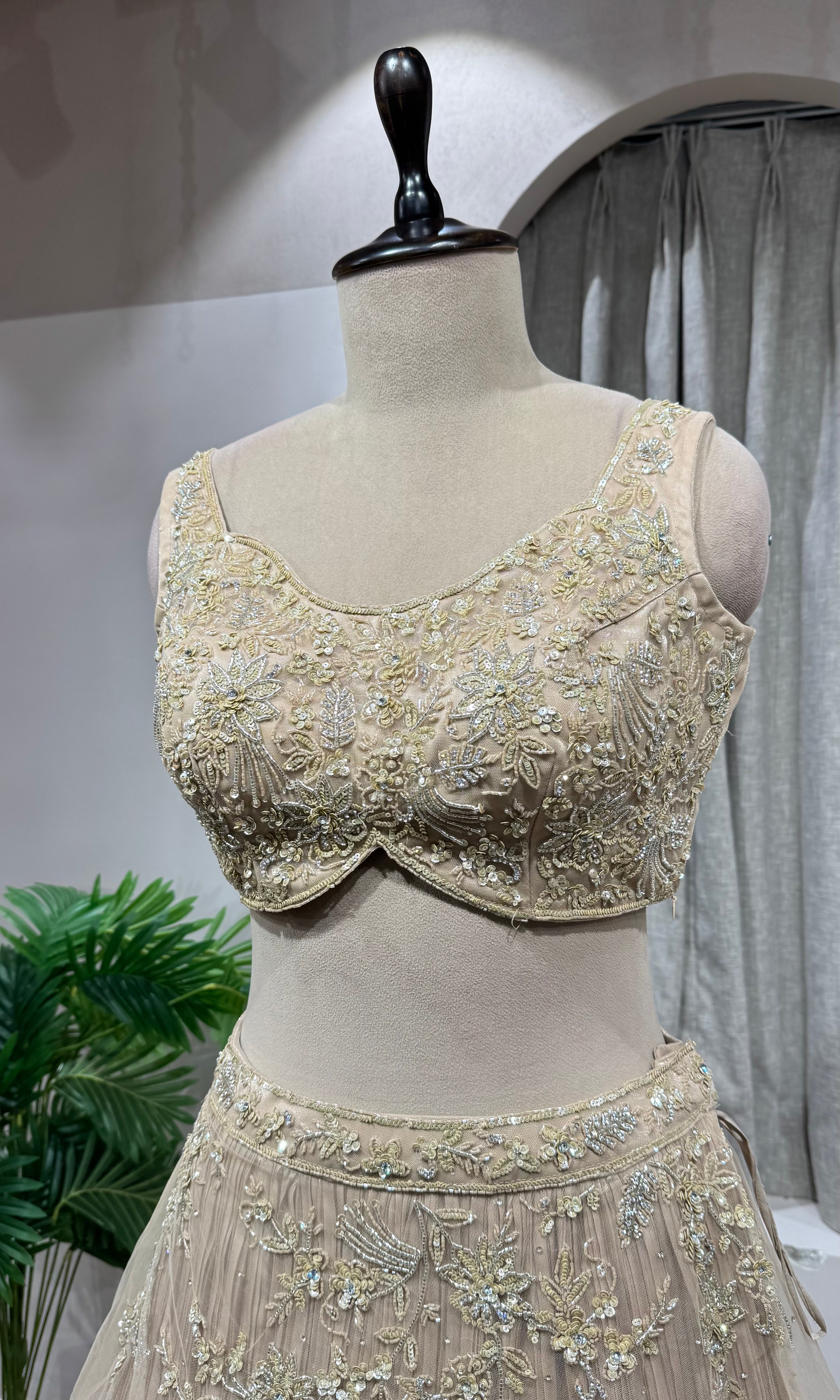 GOLD pleated Embroidered lehenga choli