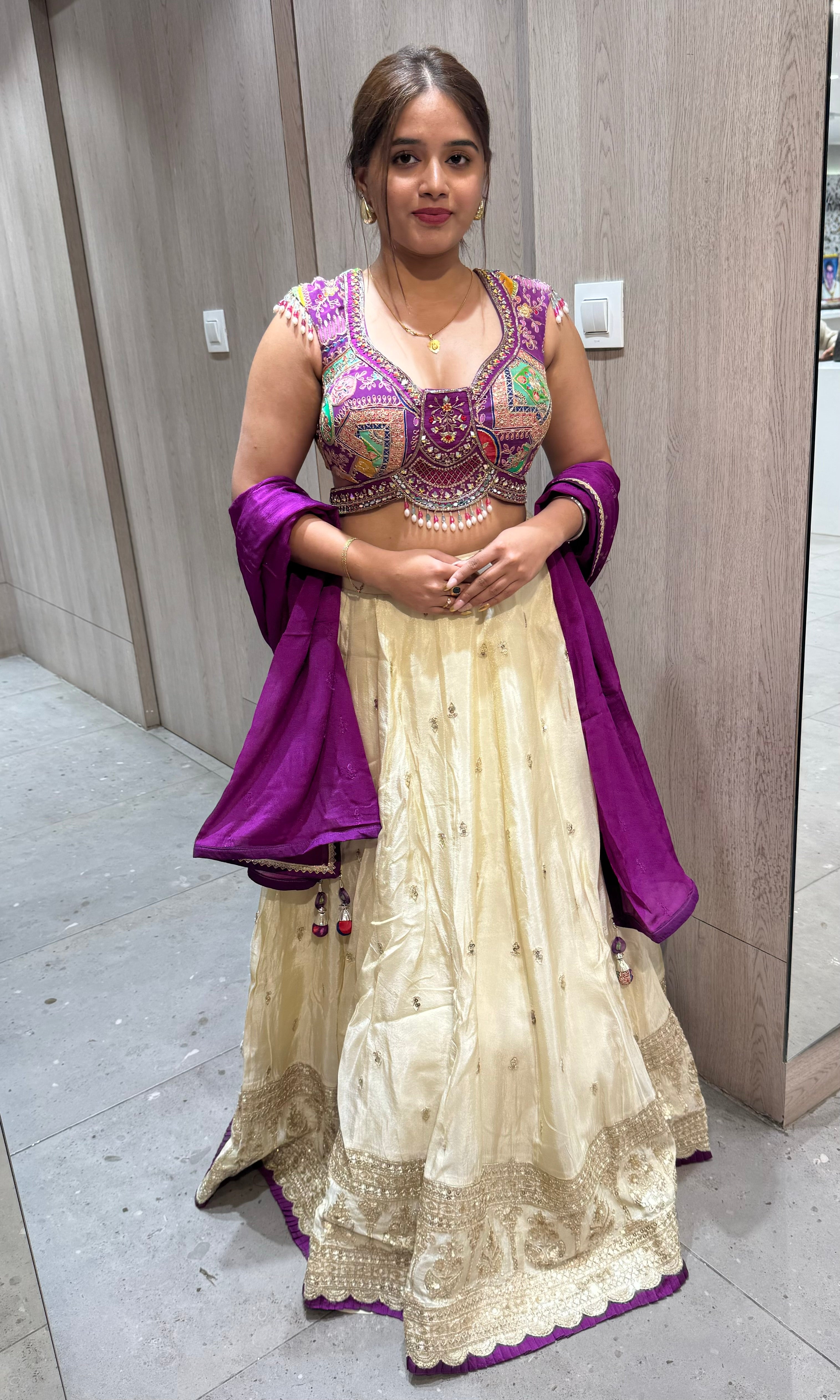 Purple and Gold Embroidered Lehenga