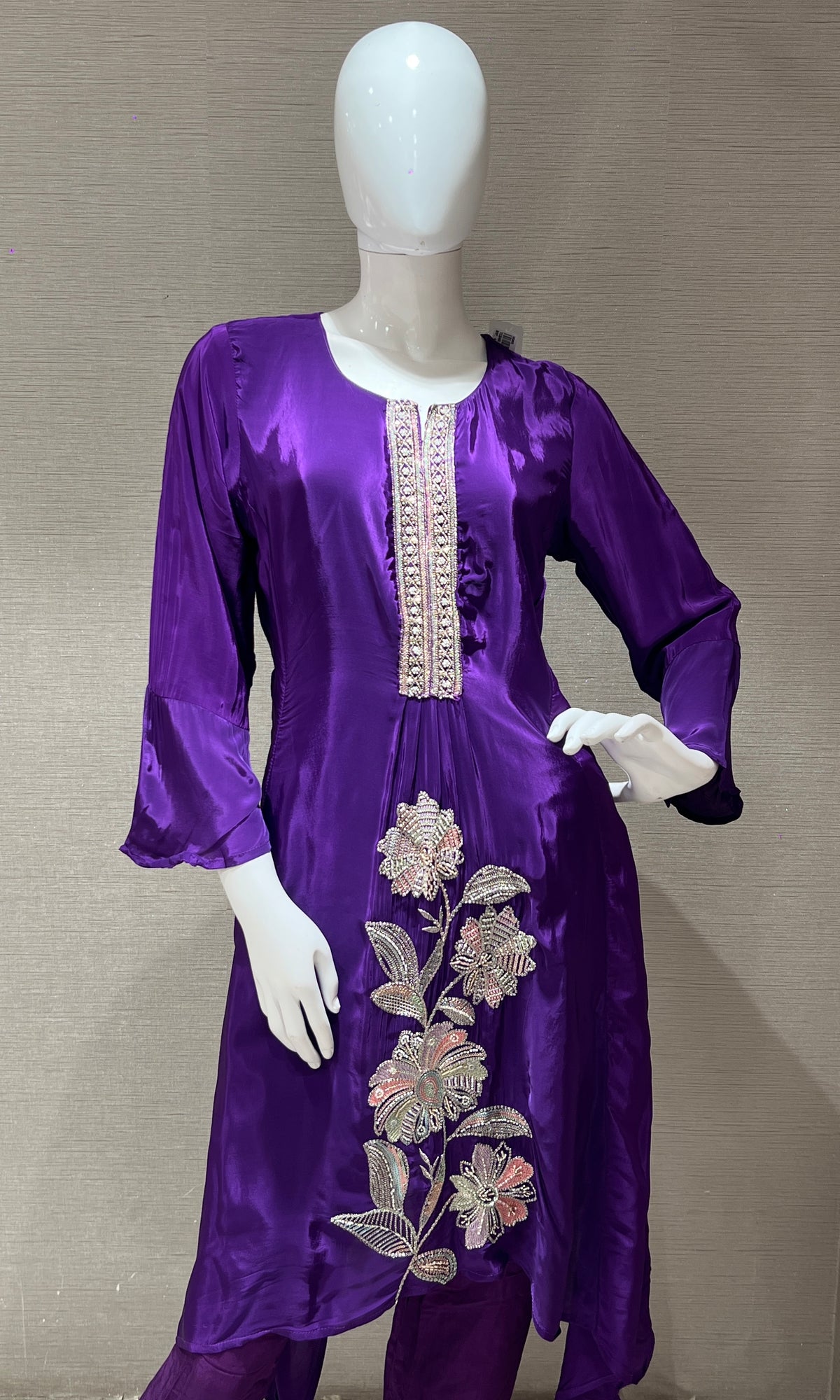 Purple silk kurta set
