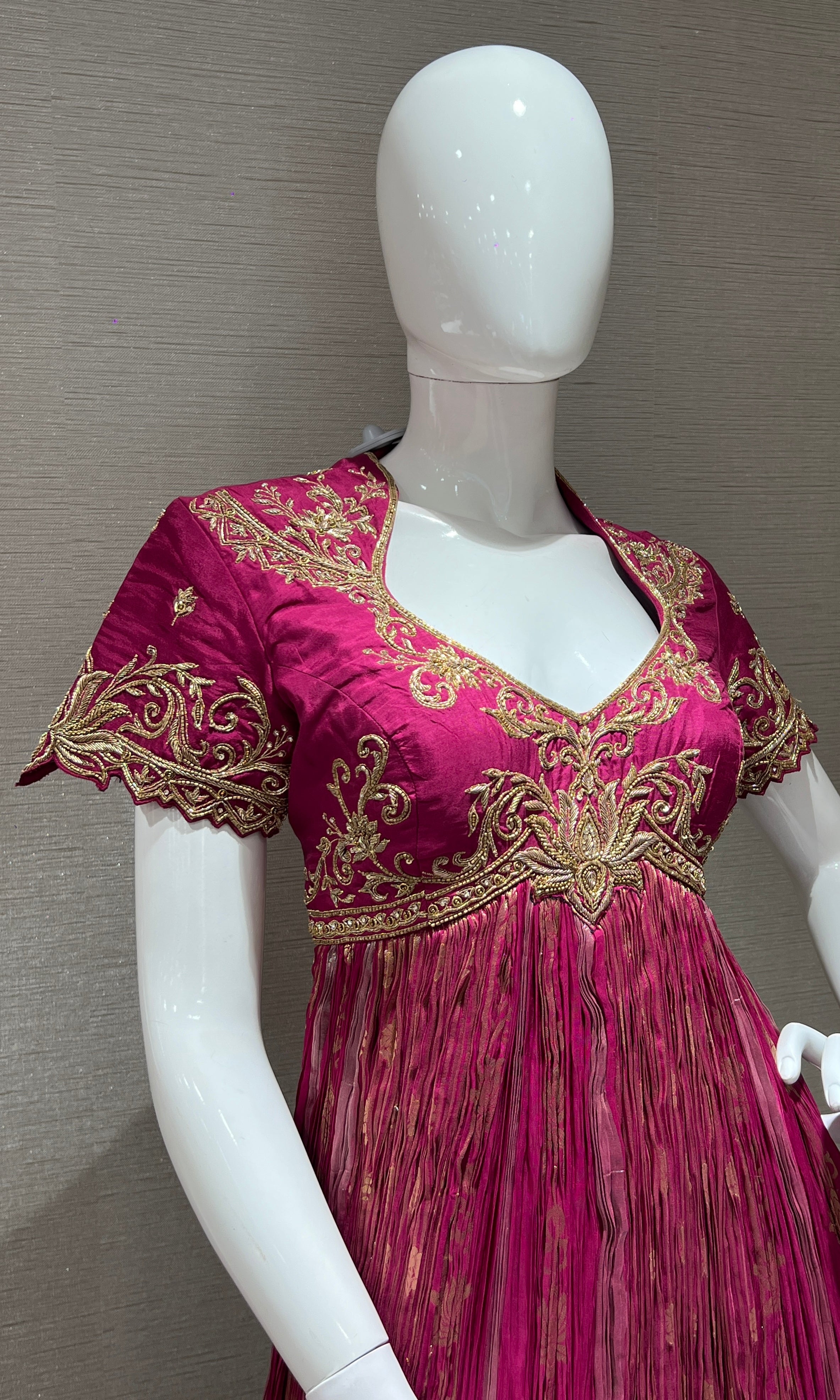 Magenta pink Banarasi Anarkali