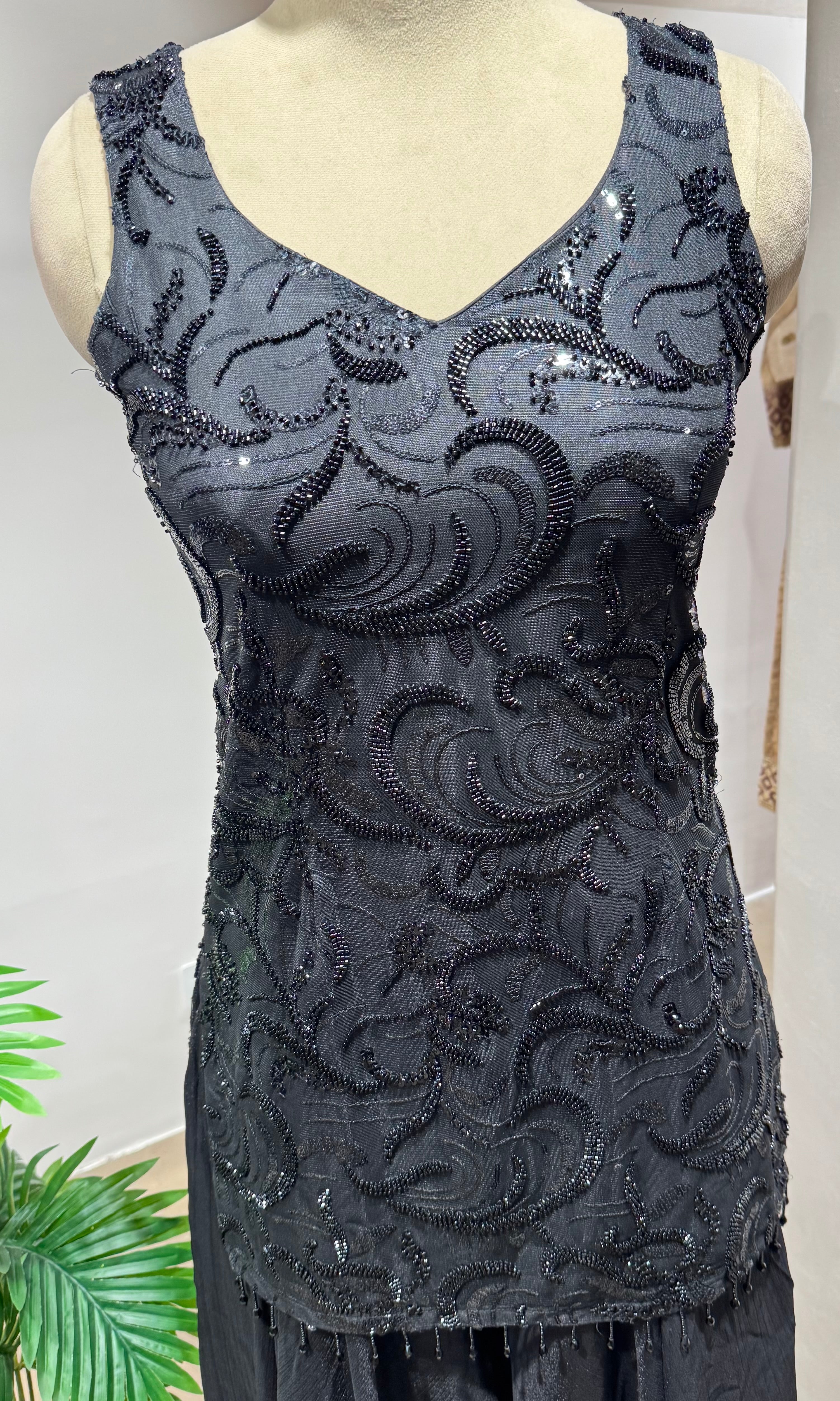 BLACK SHARARA WITH BEAD WORK