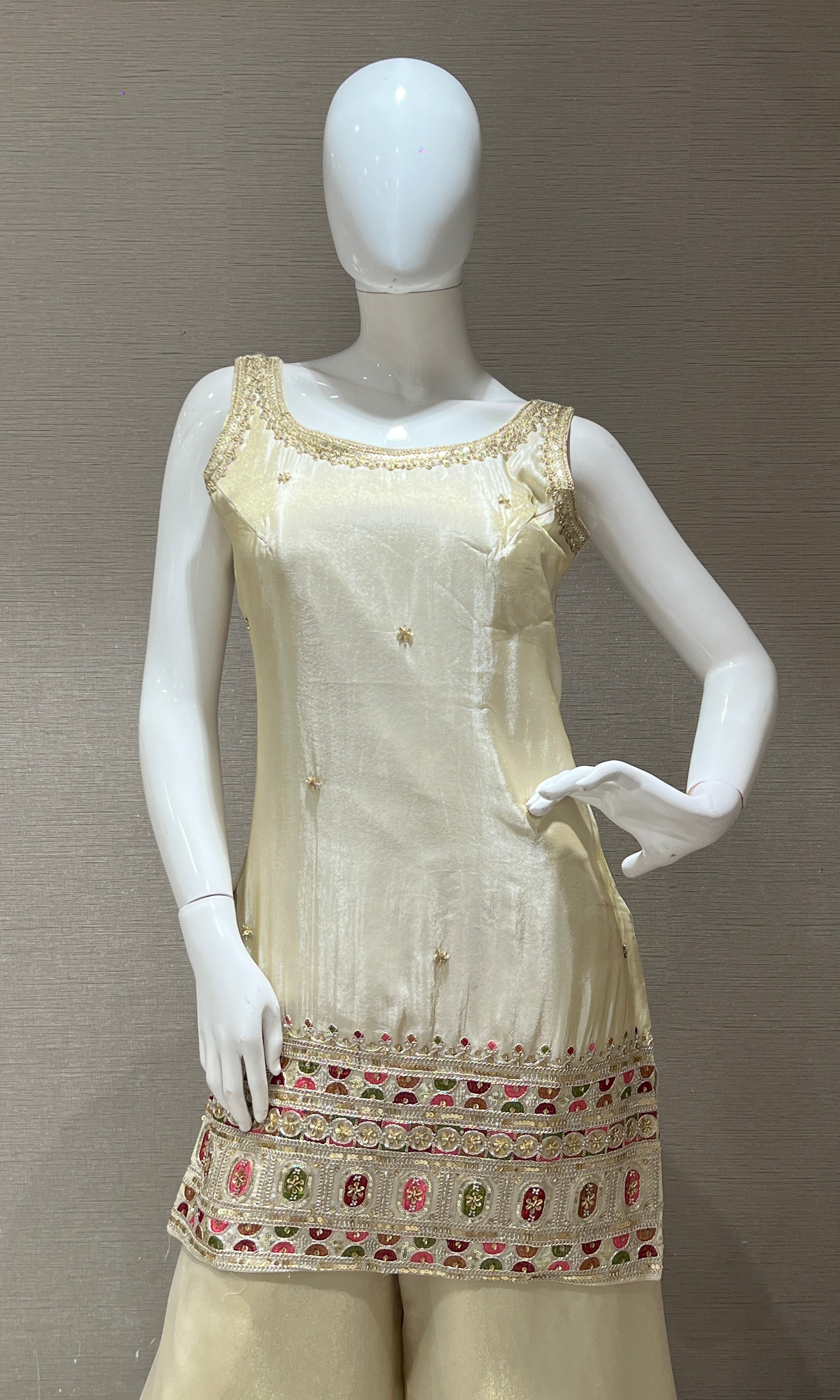 Ivory white shimmer tissue palazzo