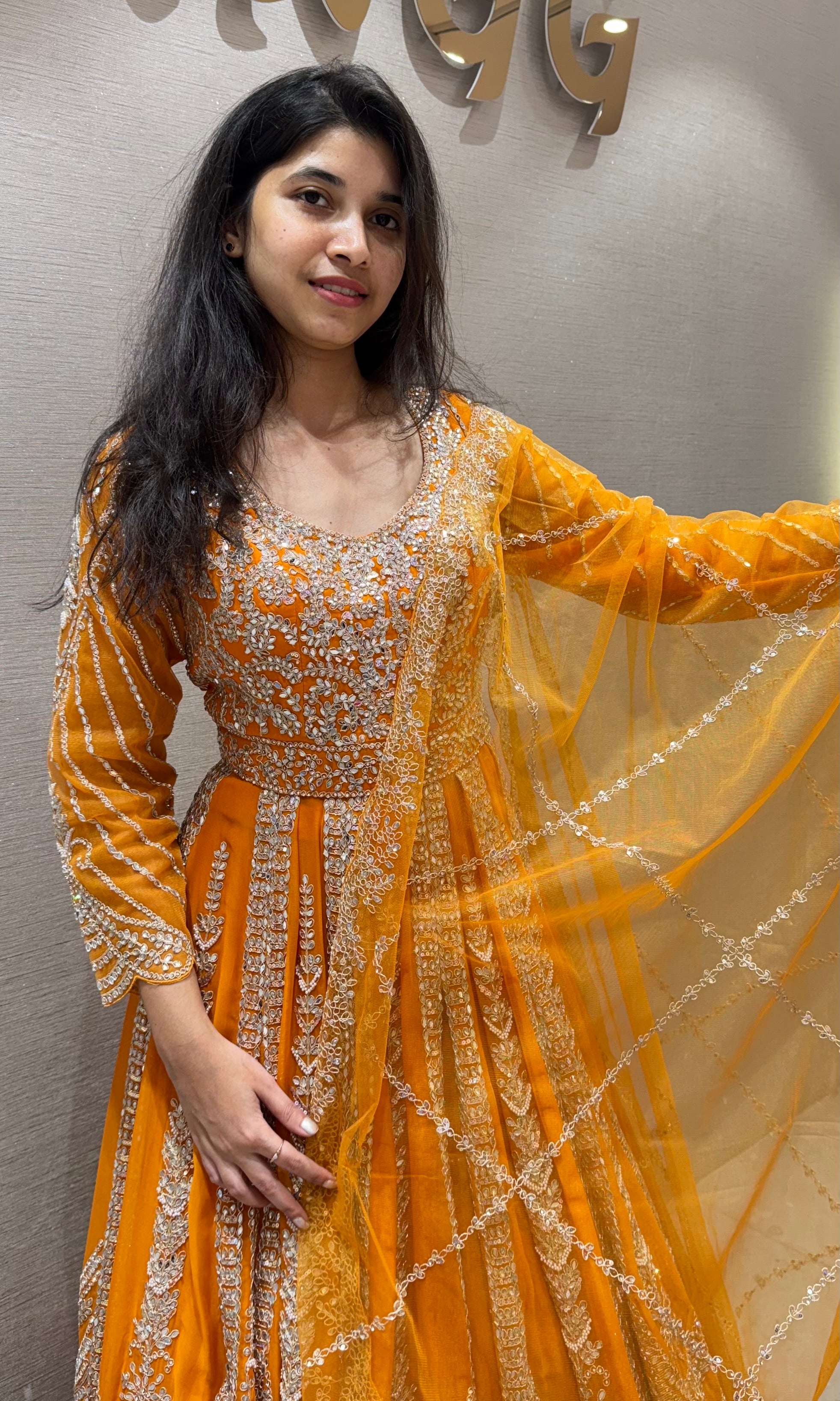 Orange golden embroidered Lehenga