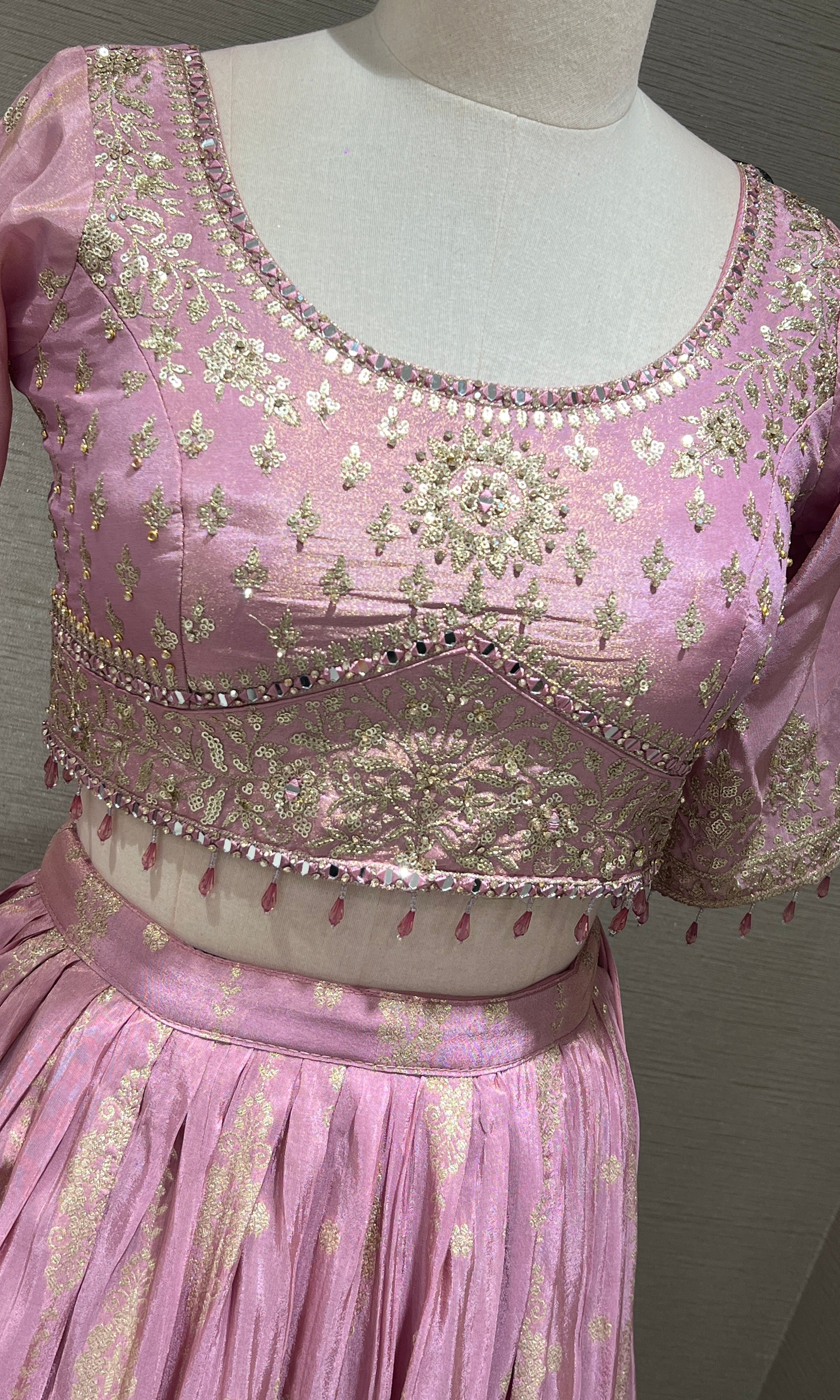 Blush Pink Lehenga with Golden embroidery