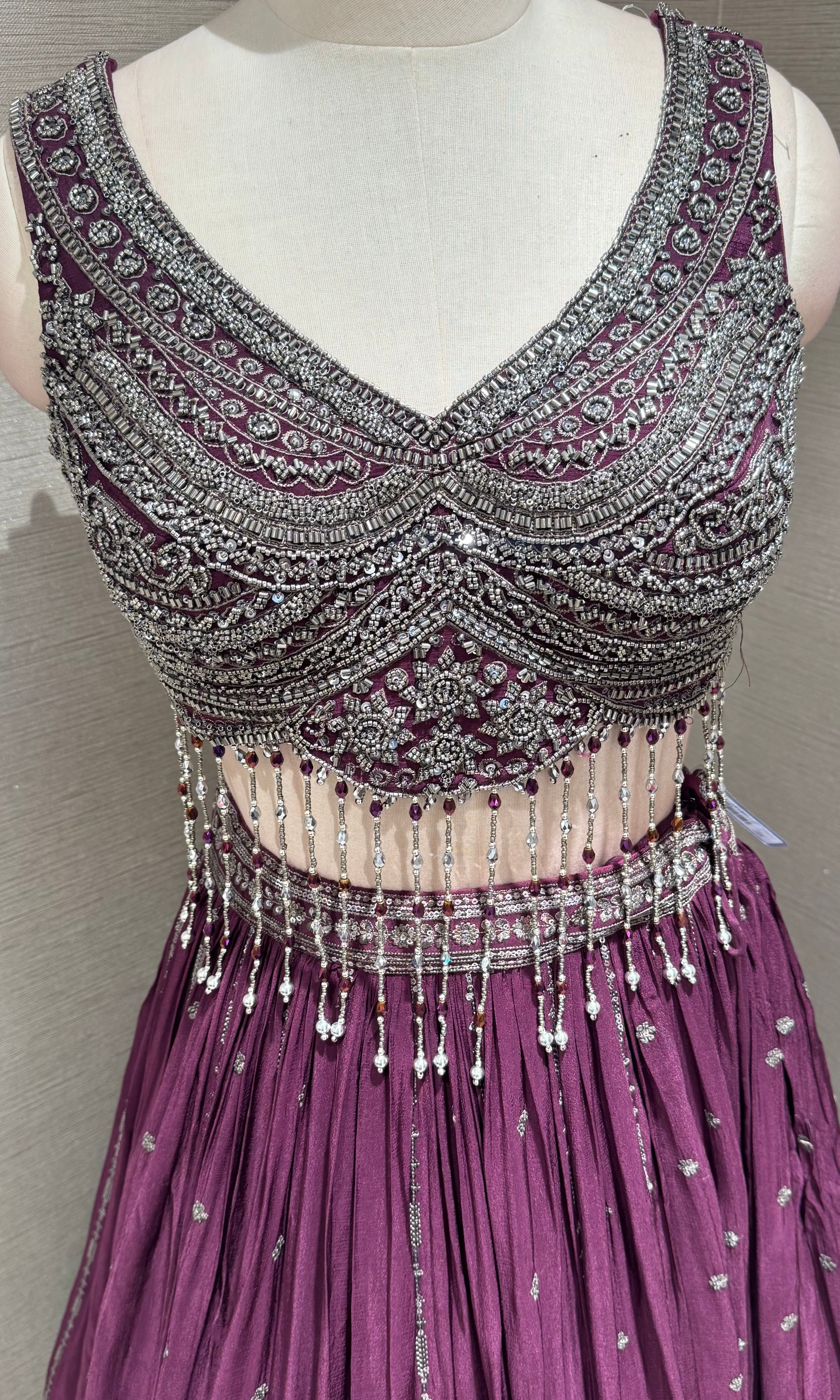Wine imperial intricate lehenga