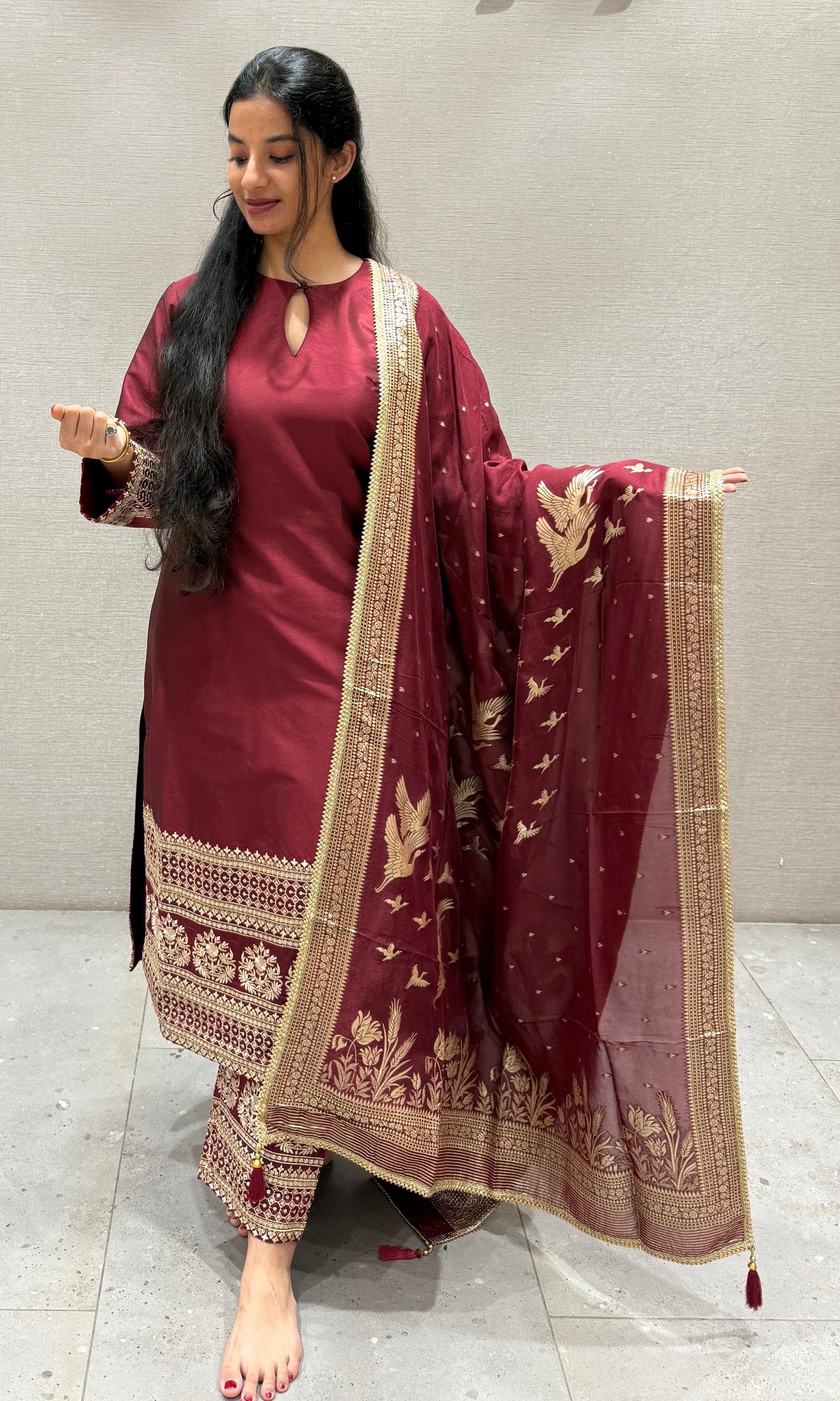 Maroon sabyasachi inspired kurta set