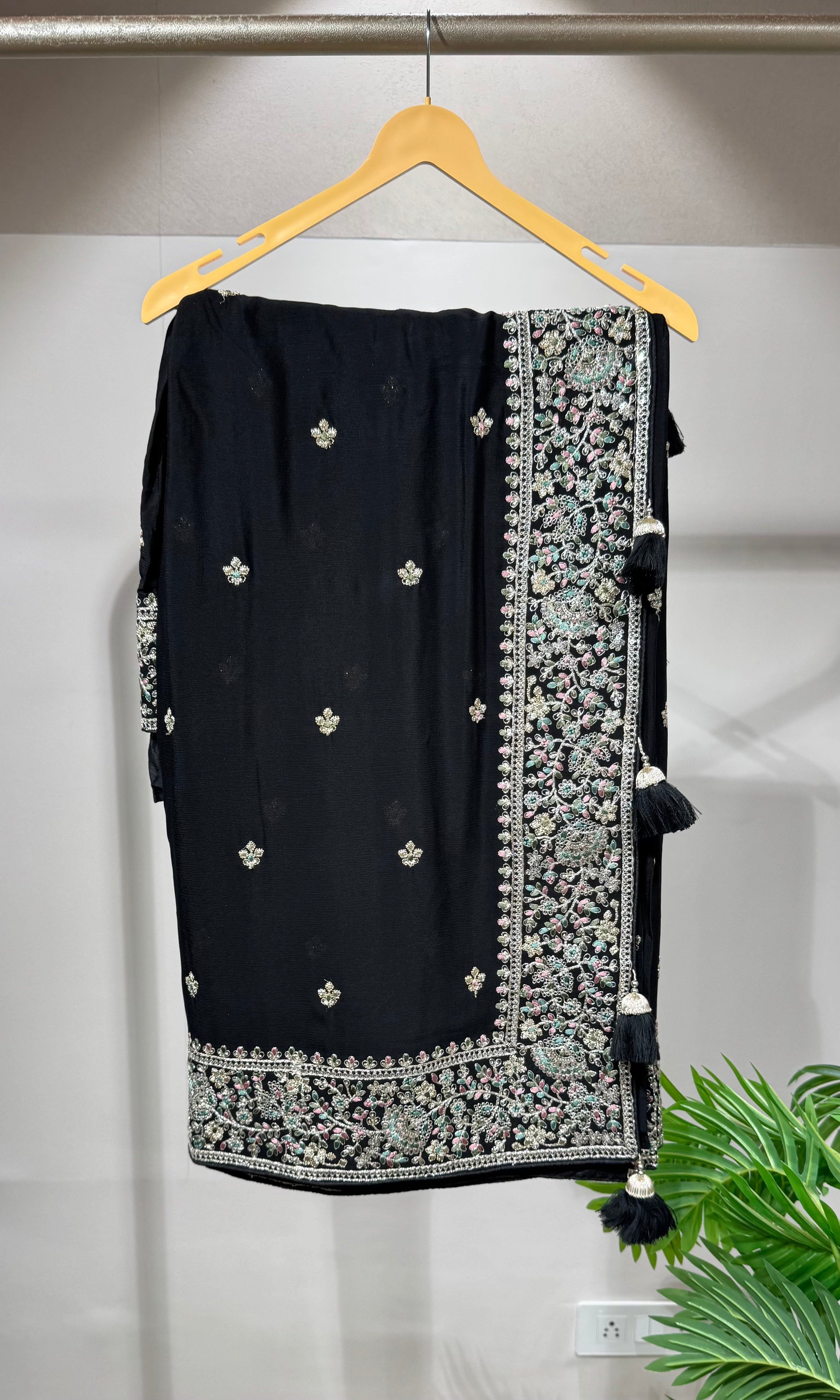 black designer saree with blouse