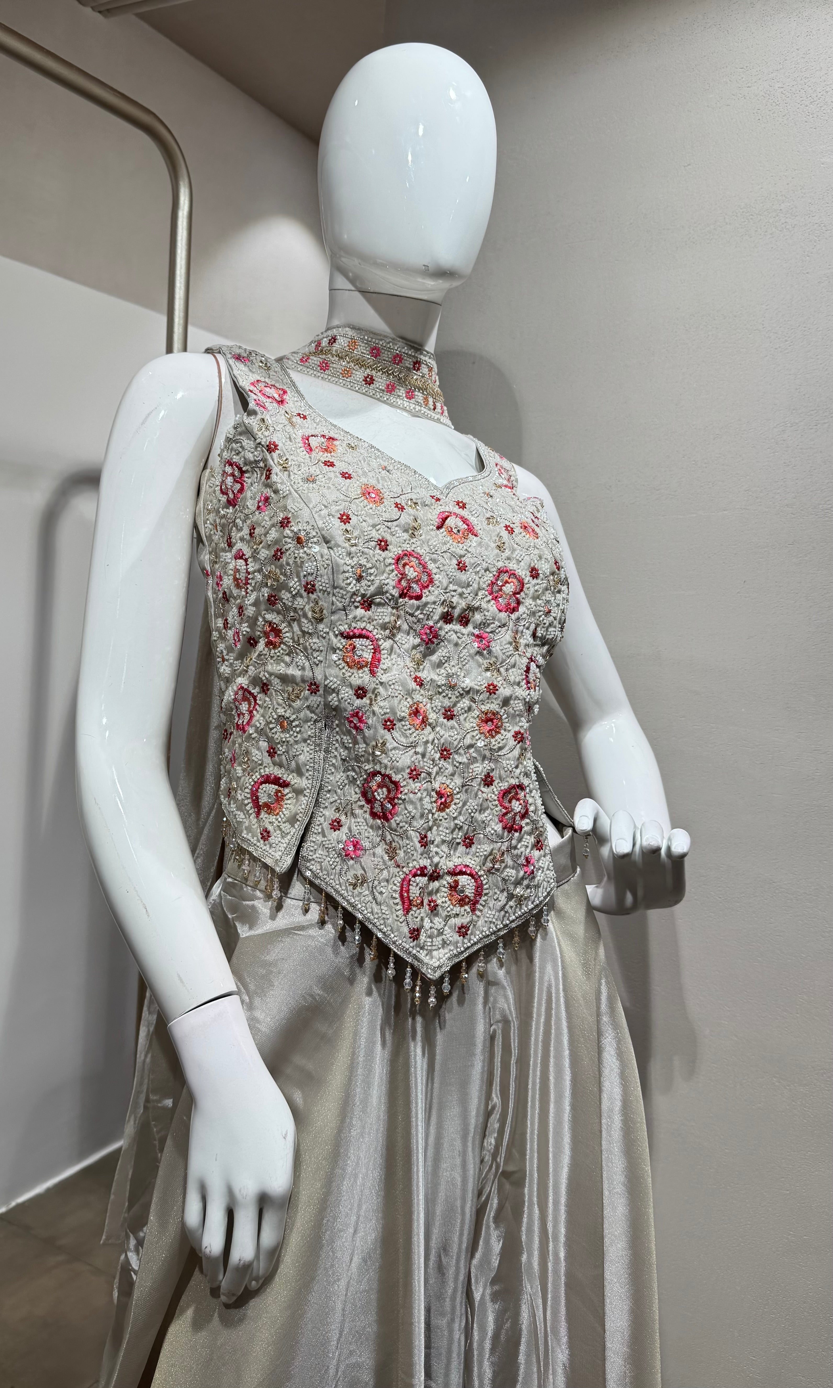 Cream Tissue with Embroidered PALAZZO