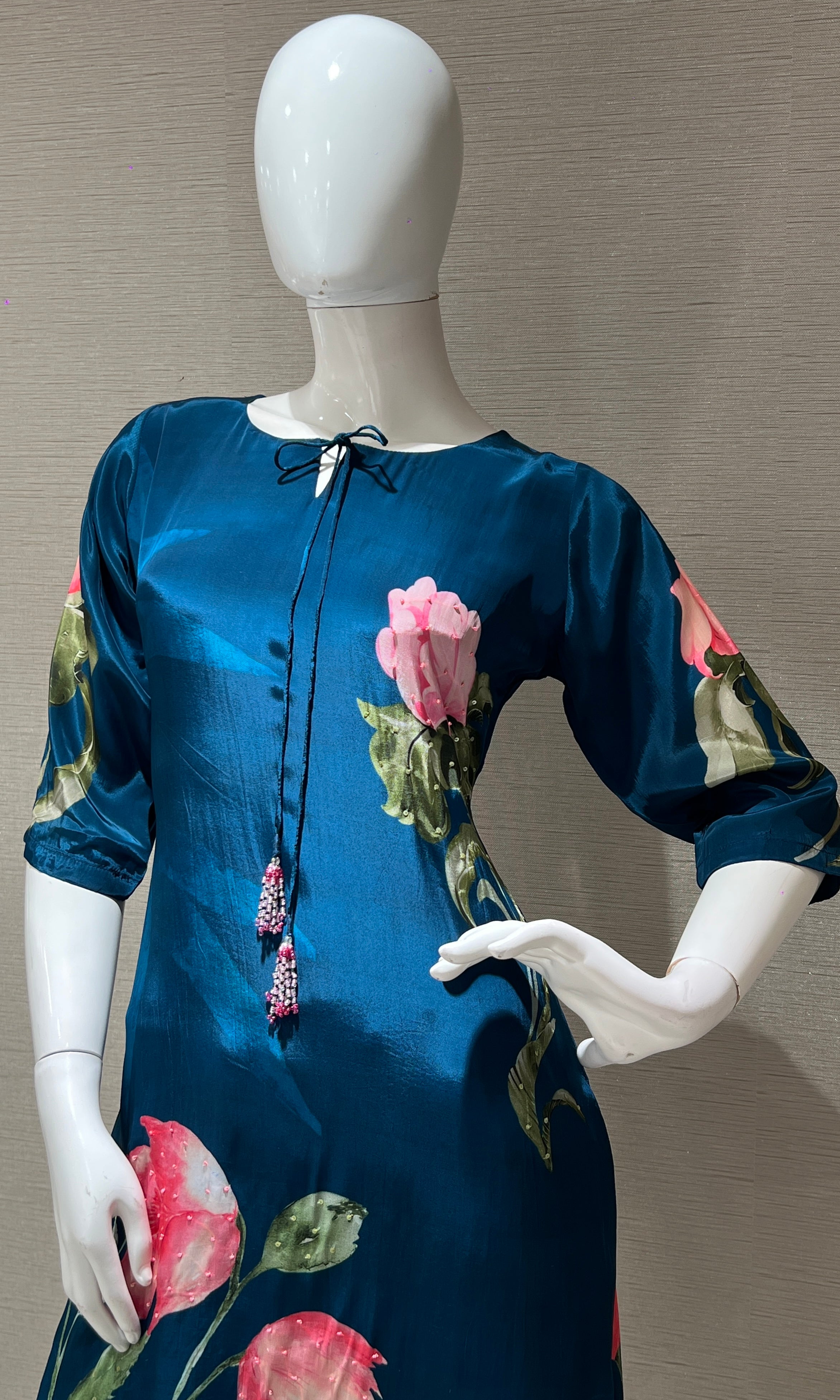 Navy blue floral print Kurti top