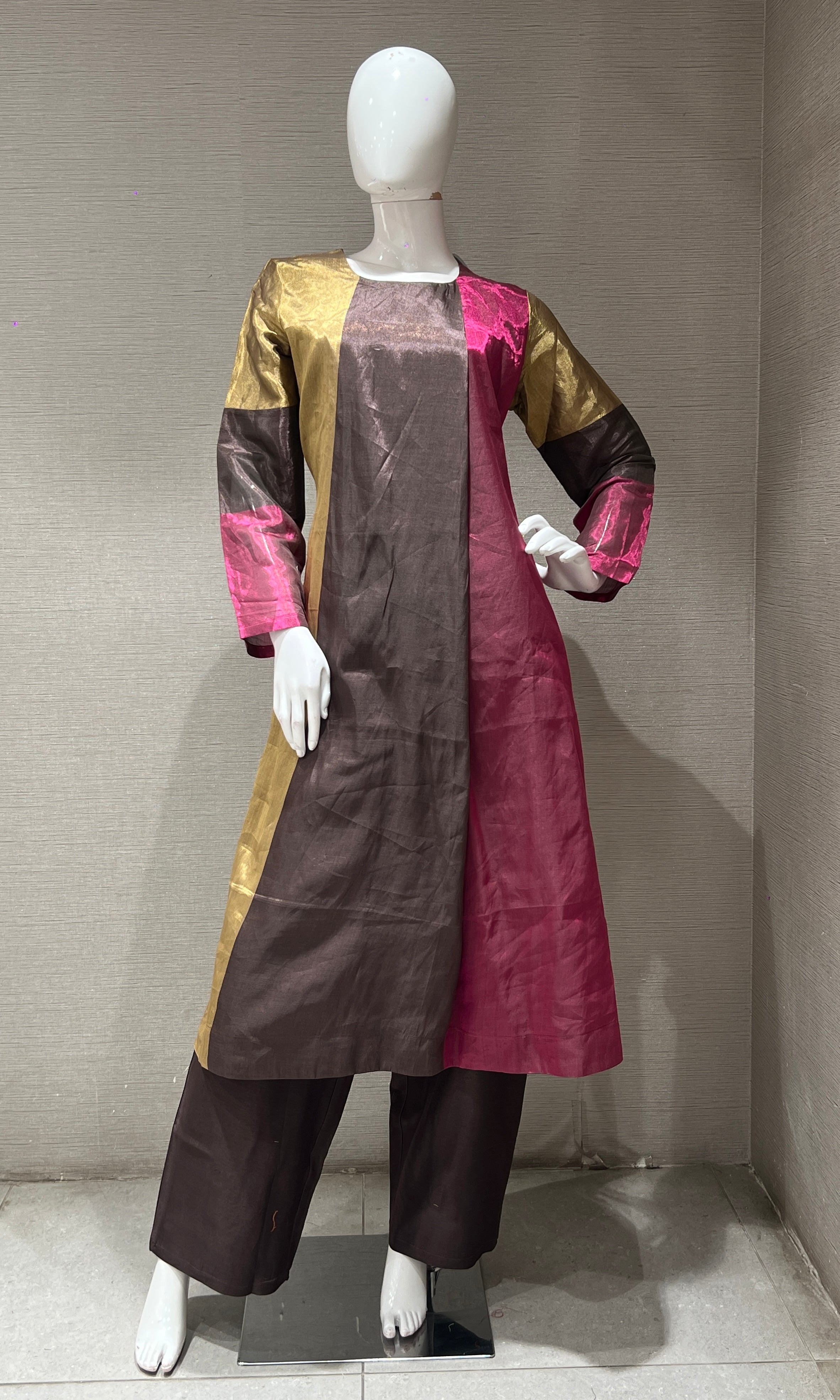Brown ANARKALI KURTI WITH BOTTOM