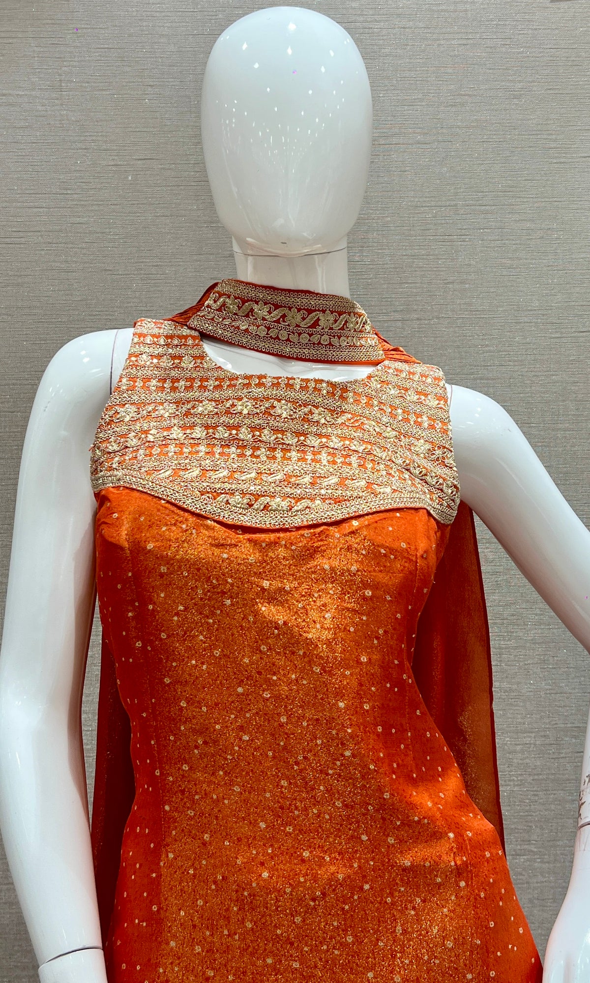 Orange Embroidered Sharara Set