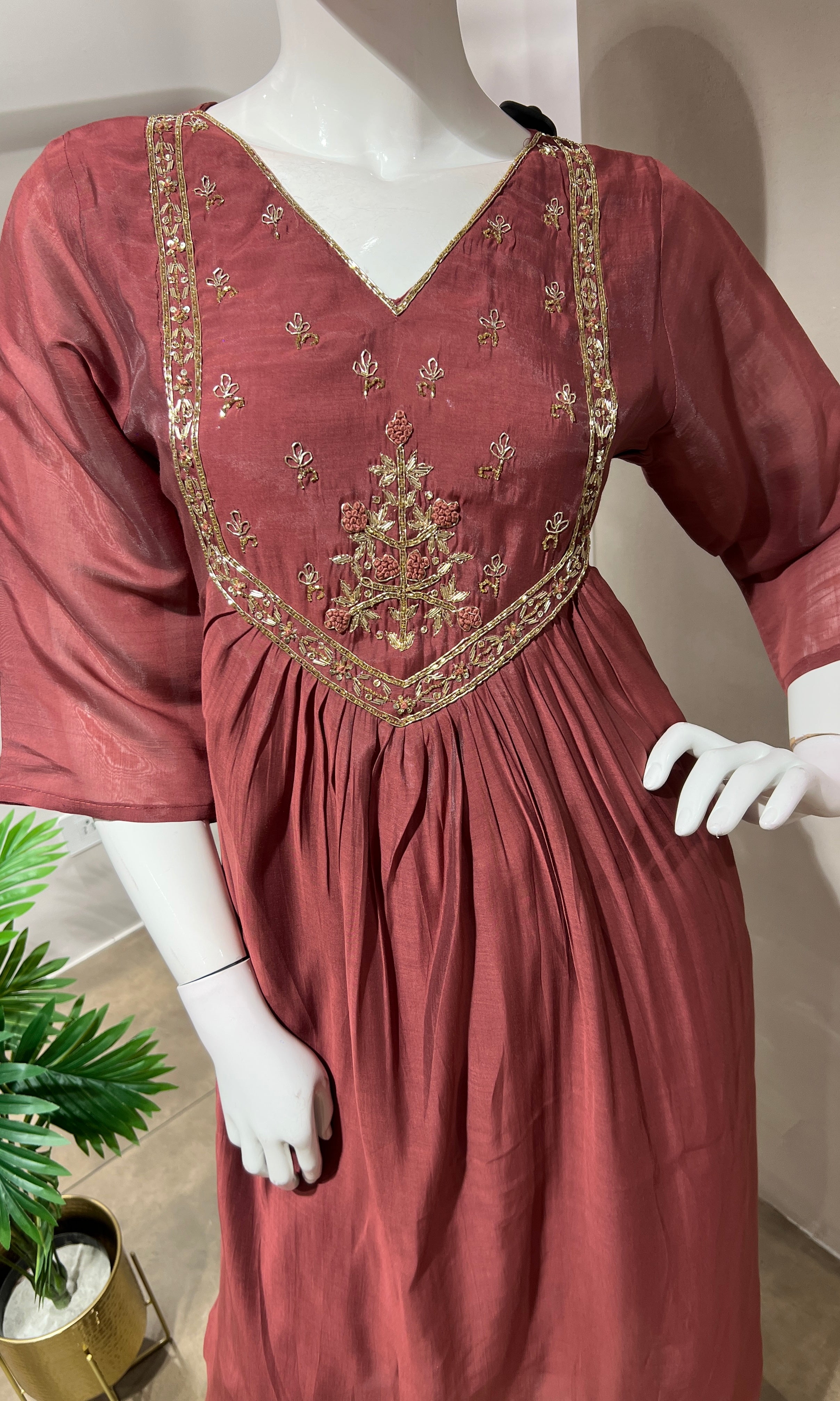 MAROON MUL CHANDERI KURTA SET