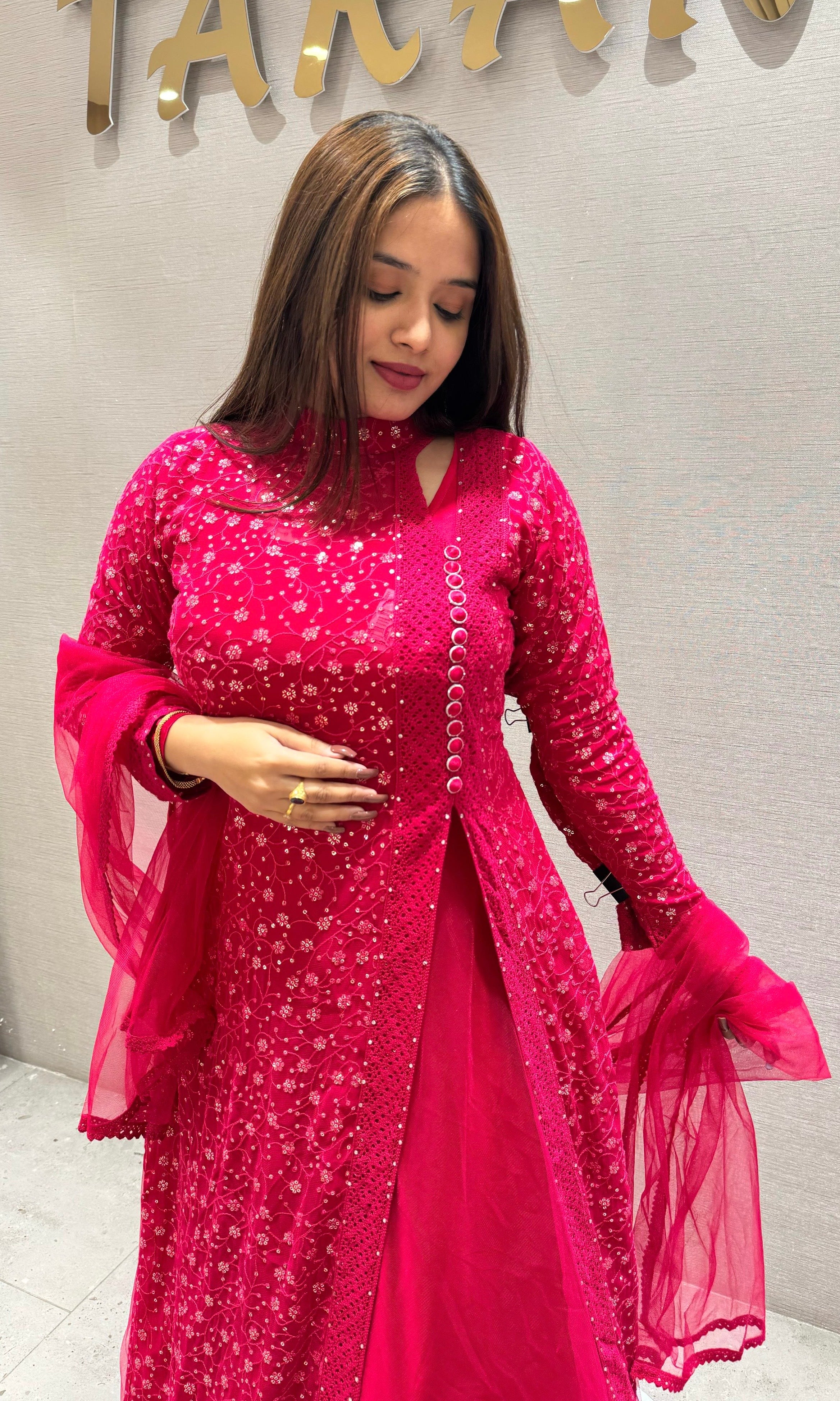 Raspberry pink long dress