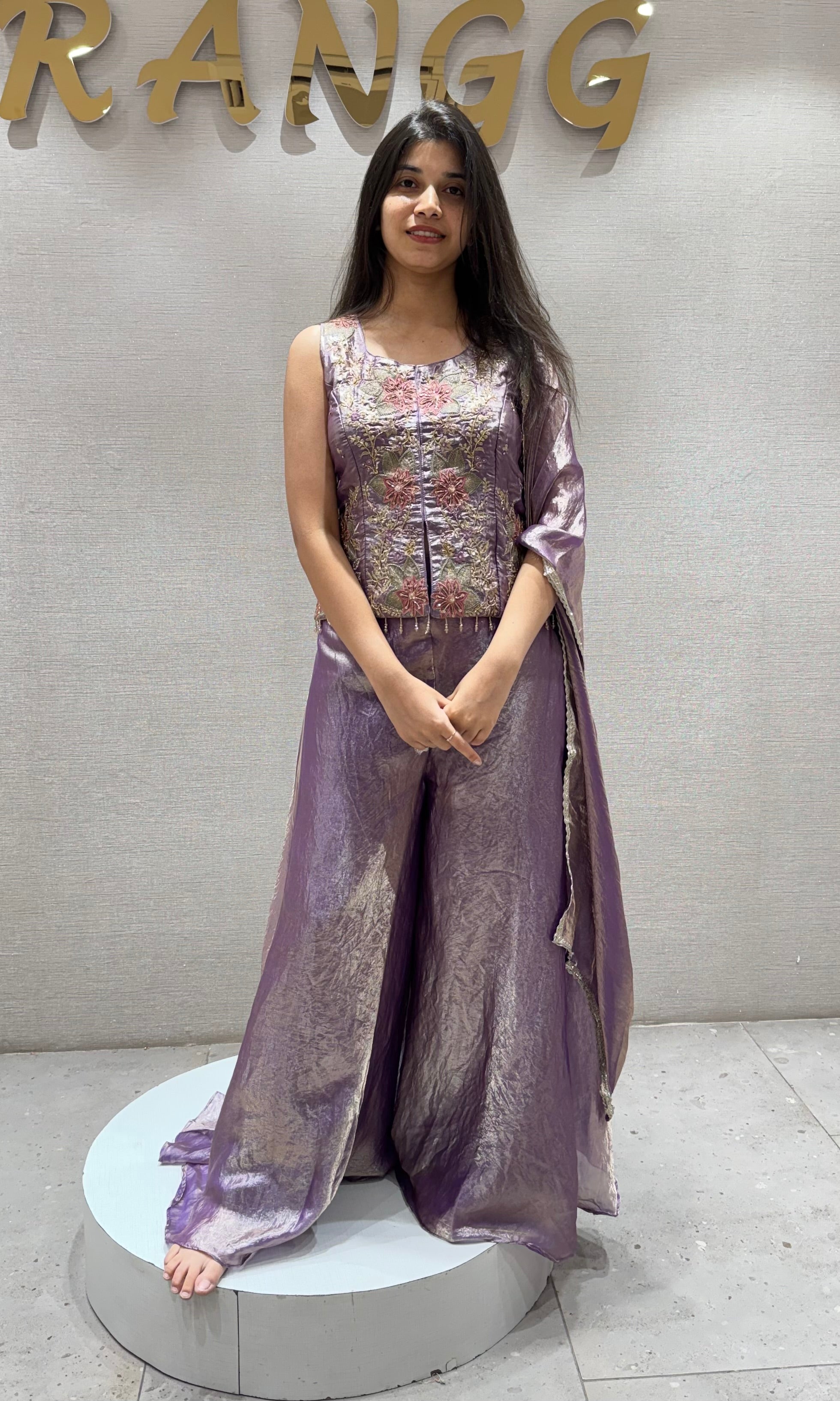 PURPLE Blossom Tissue Palazzo Set