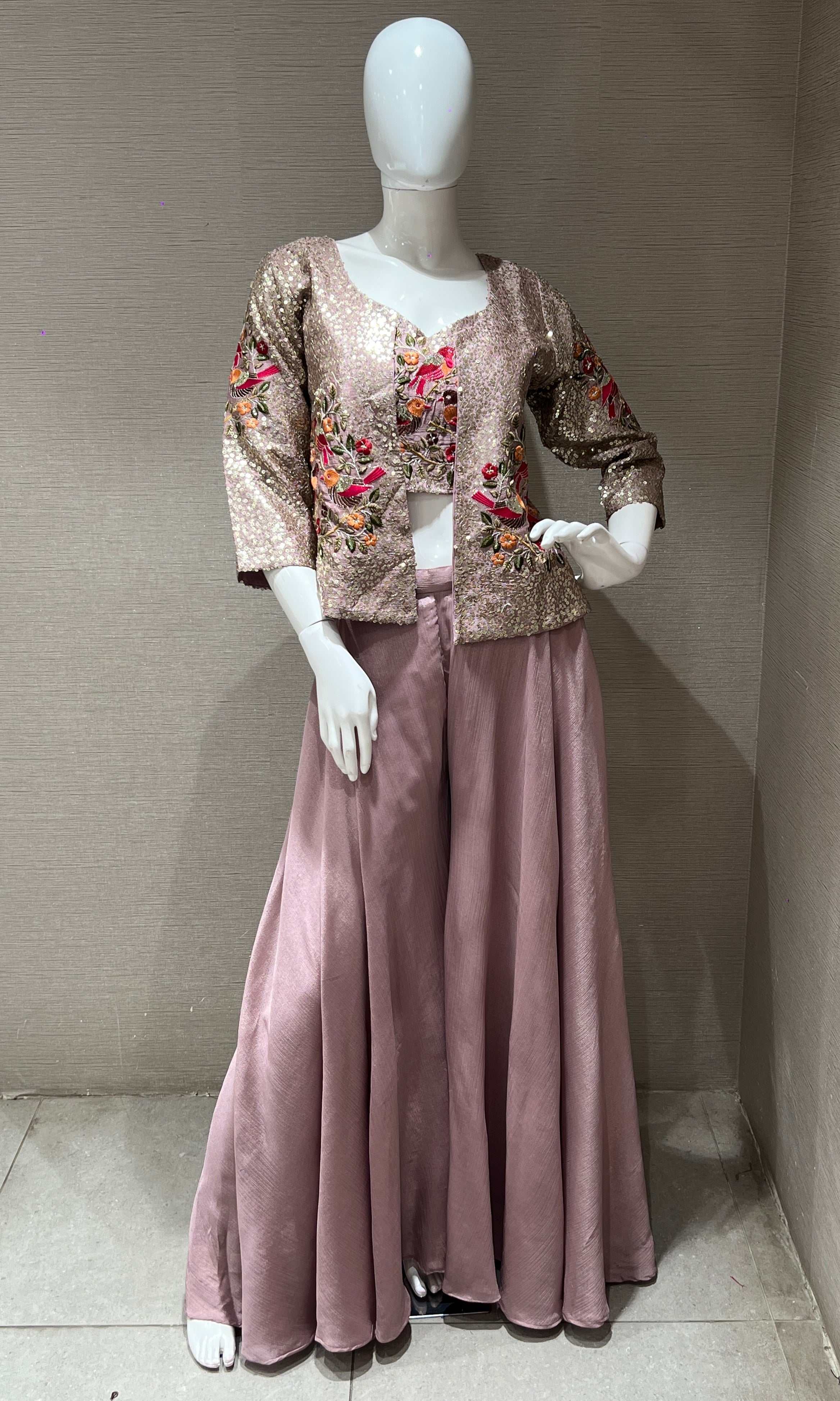 Lilac Palazzo with Embellished Jacket