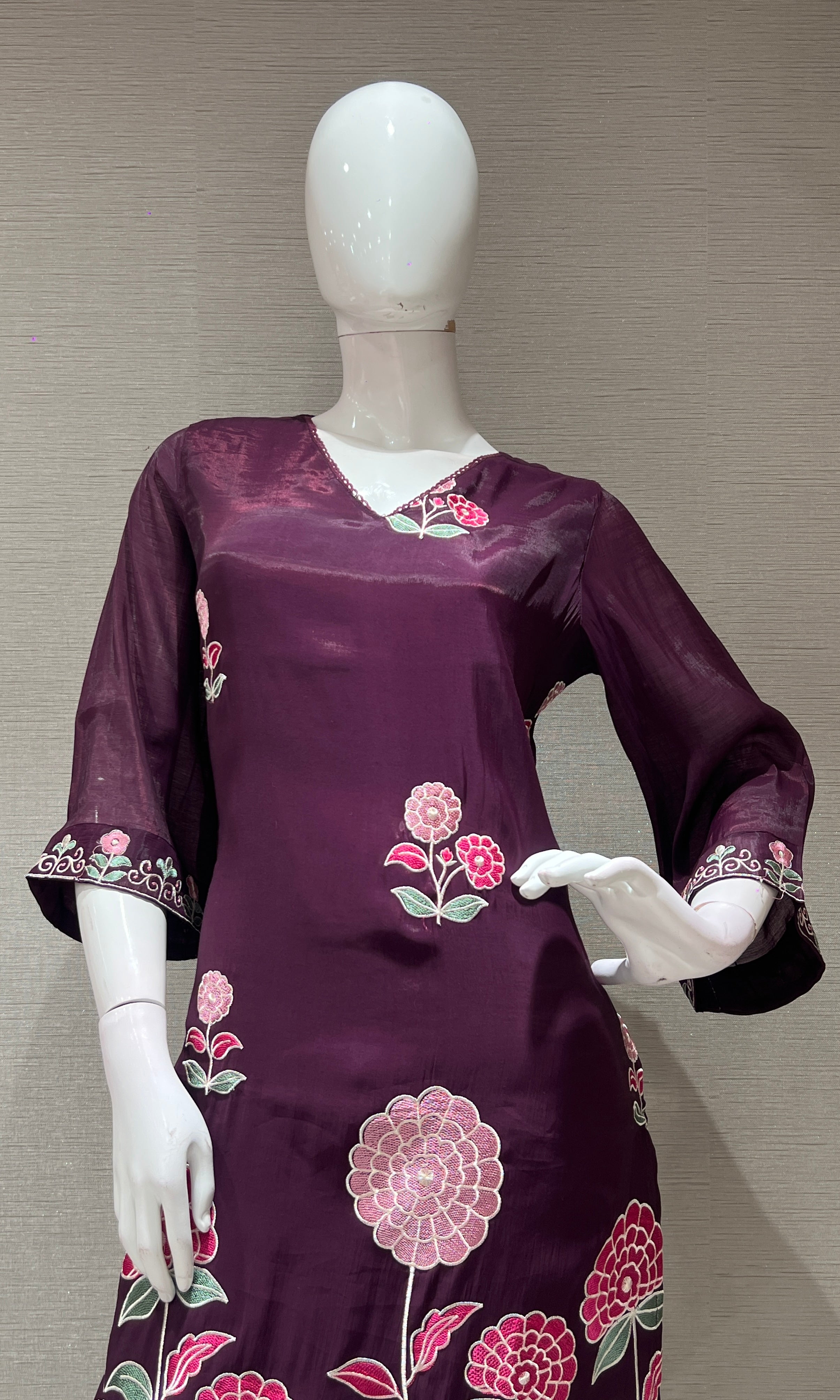 Wine FLORAL kurta set