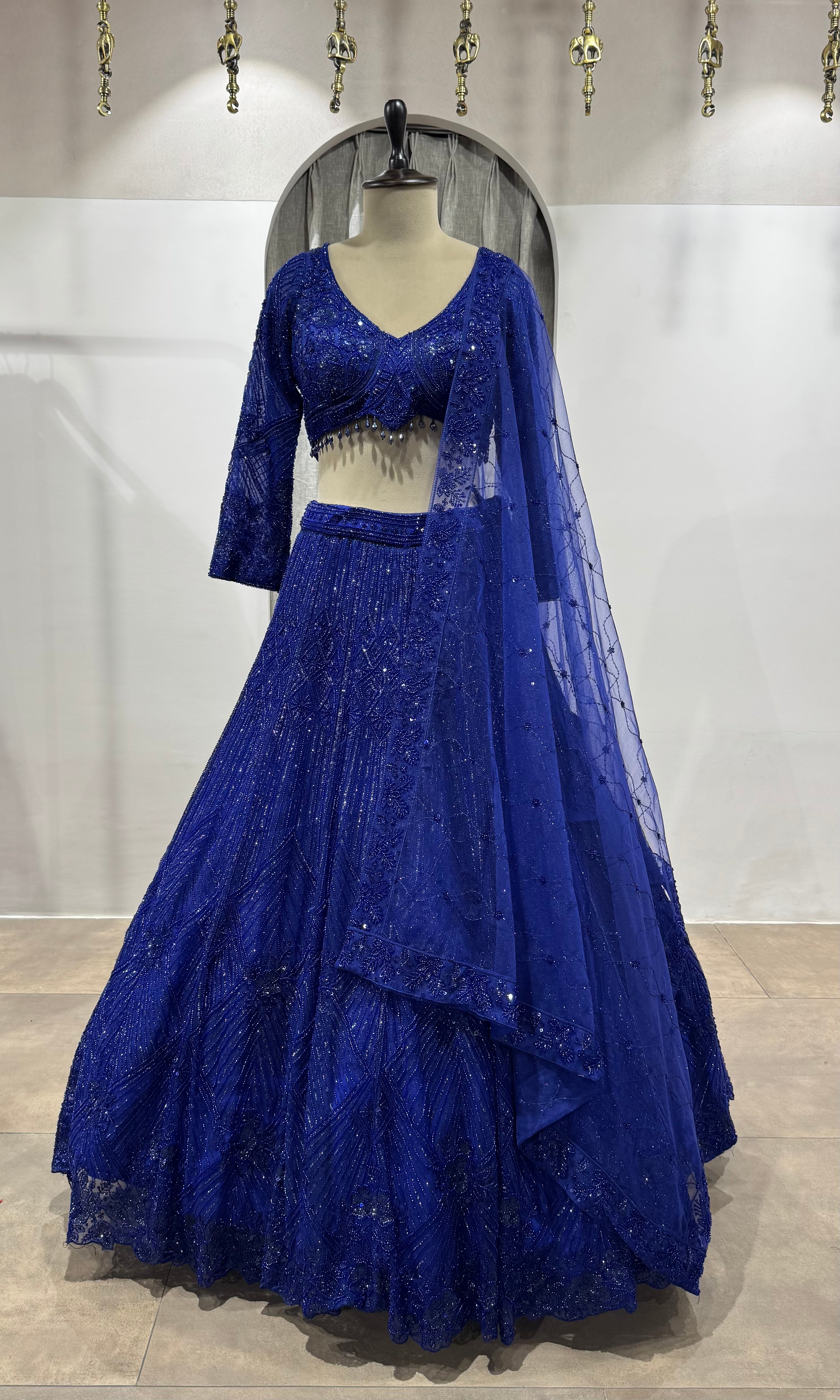 NAVY BLUE CLASSIC CRYSTAL WORK LEHENGA