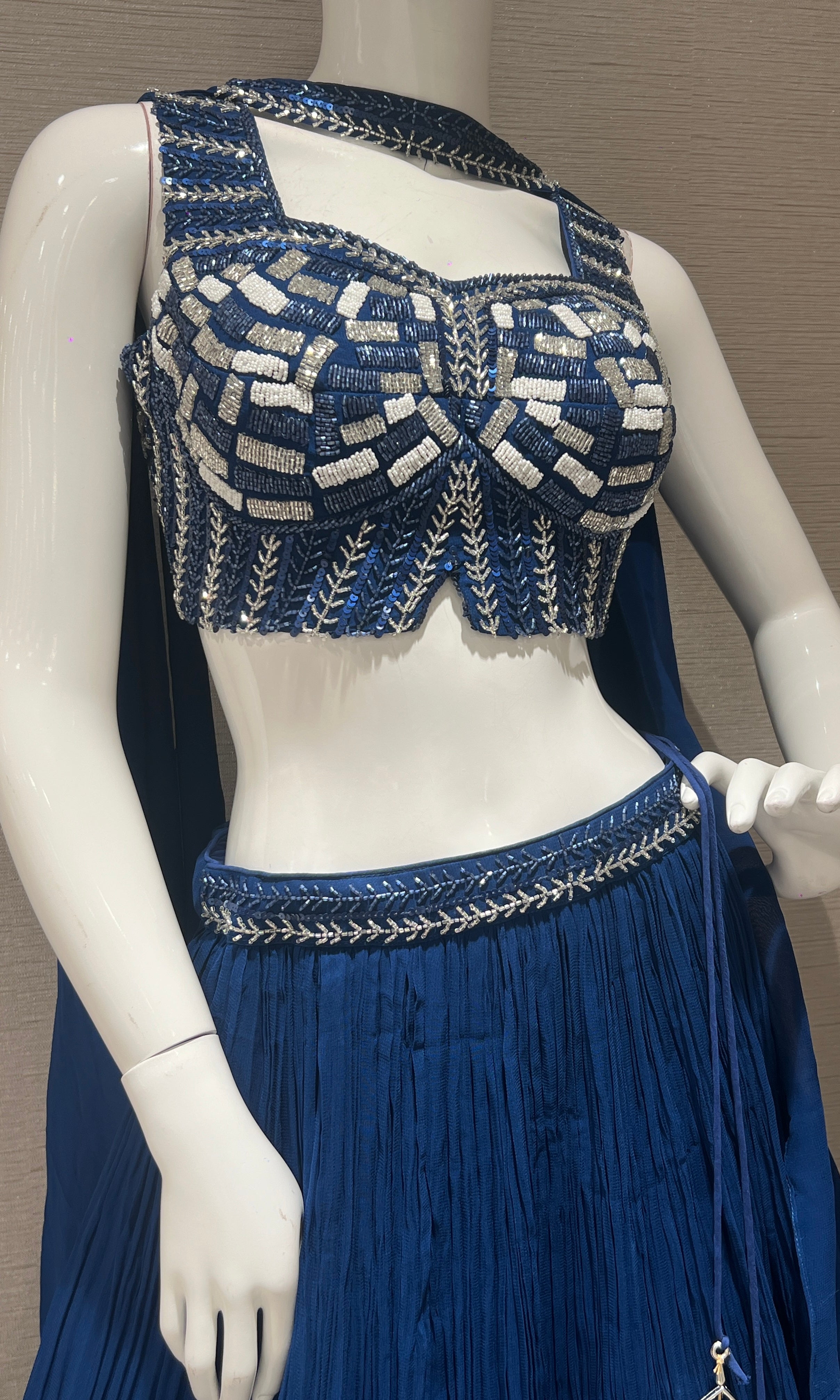 Blue crop top lehenga