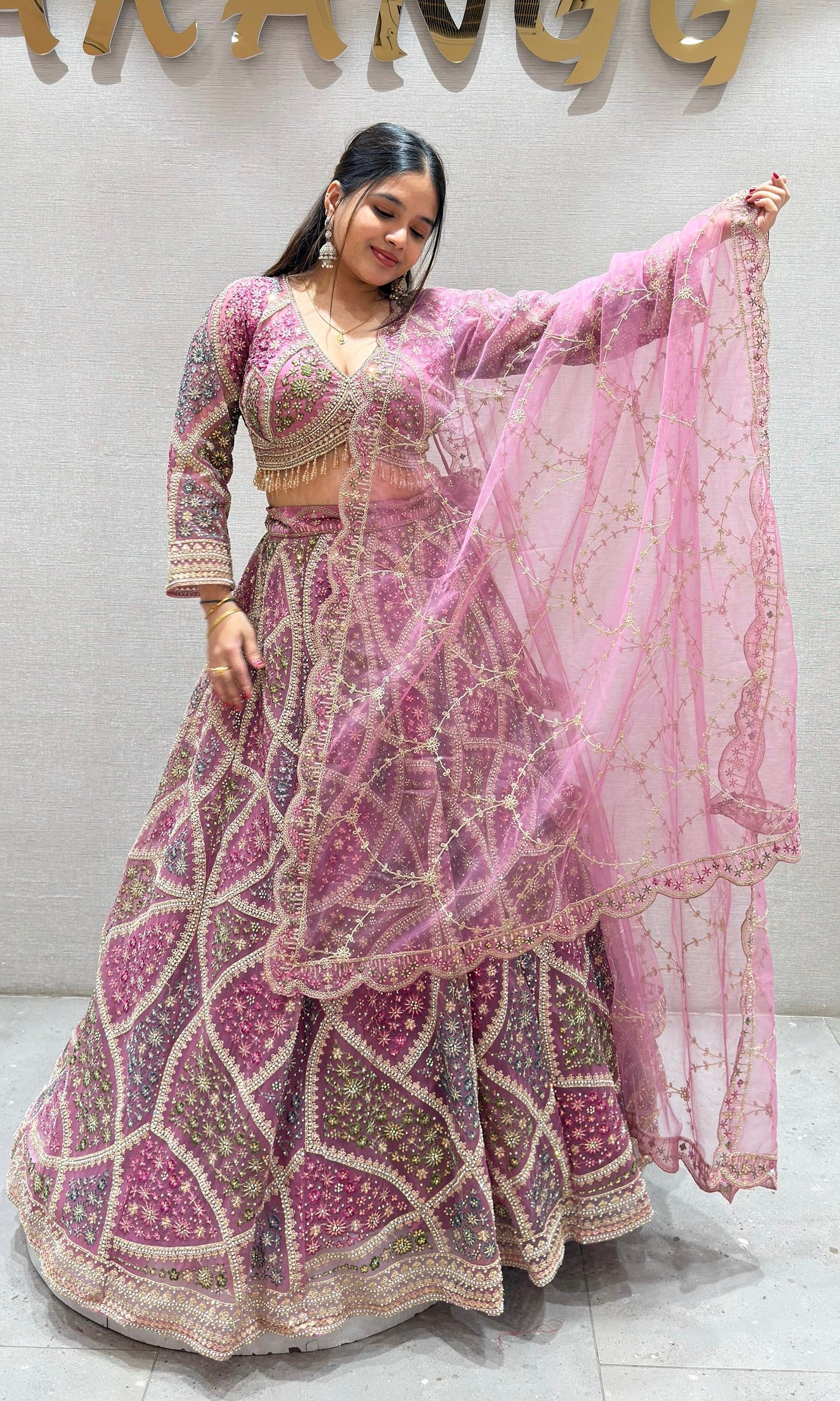 Light purple MULTI EMBROIDERED Lehenga