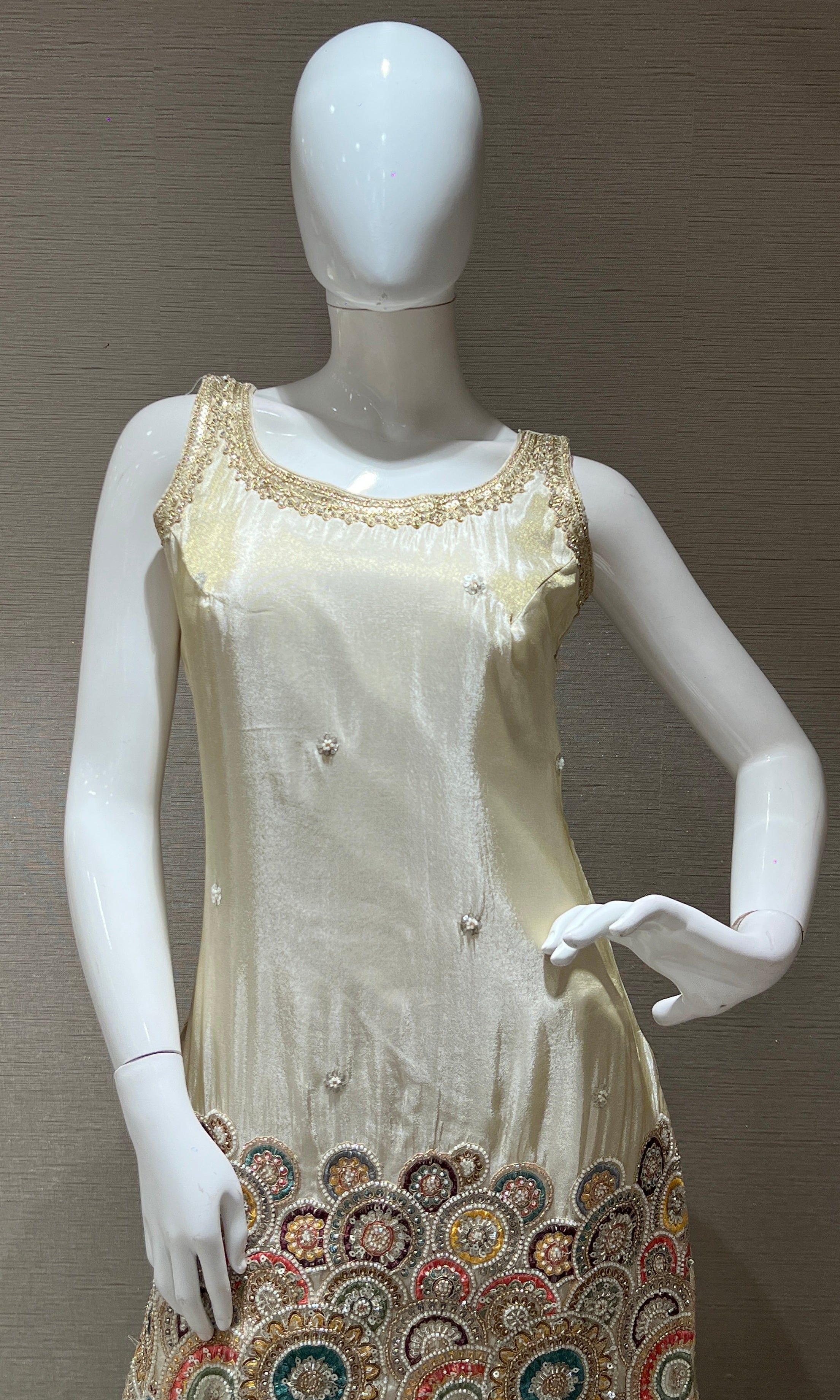 Ivory white shimmer tissue palazzo