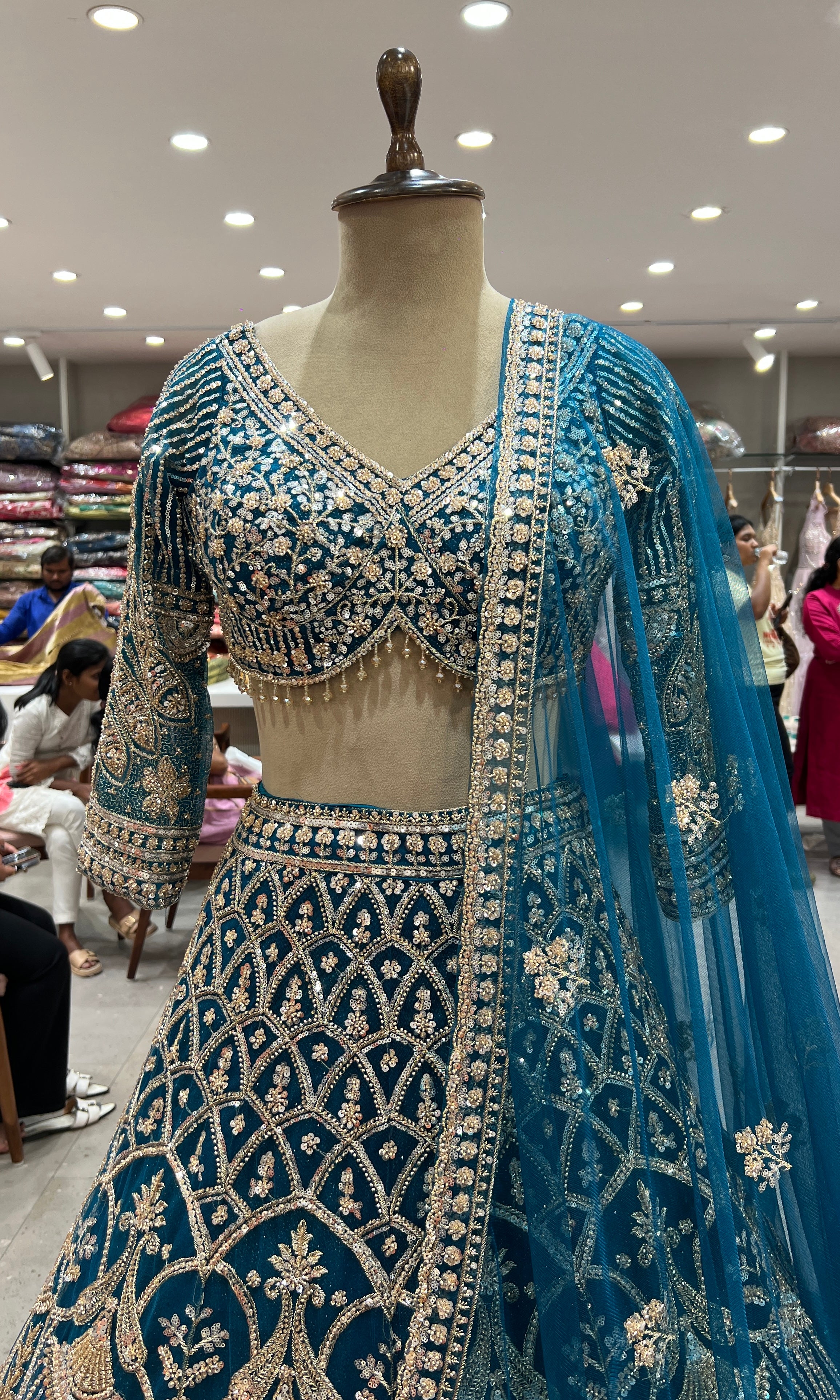 Peacock blue GOLDEN EMBROIDERY lehanga