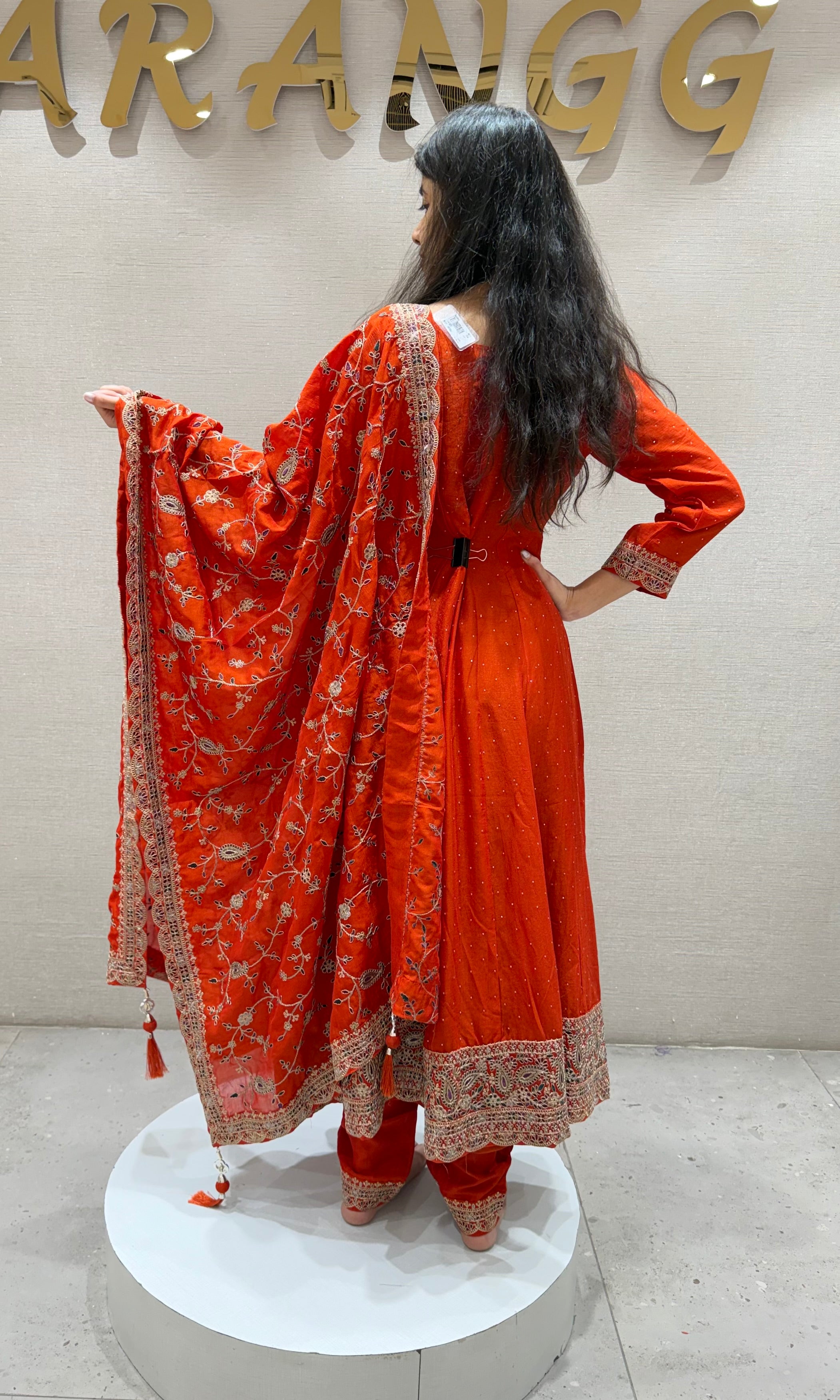 Rust EMBROIDERED ANARKALI SET