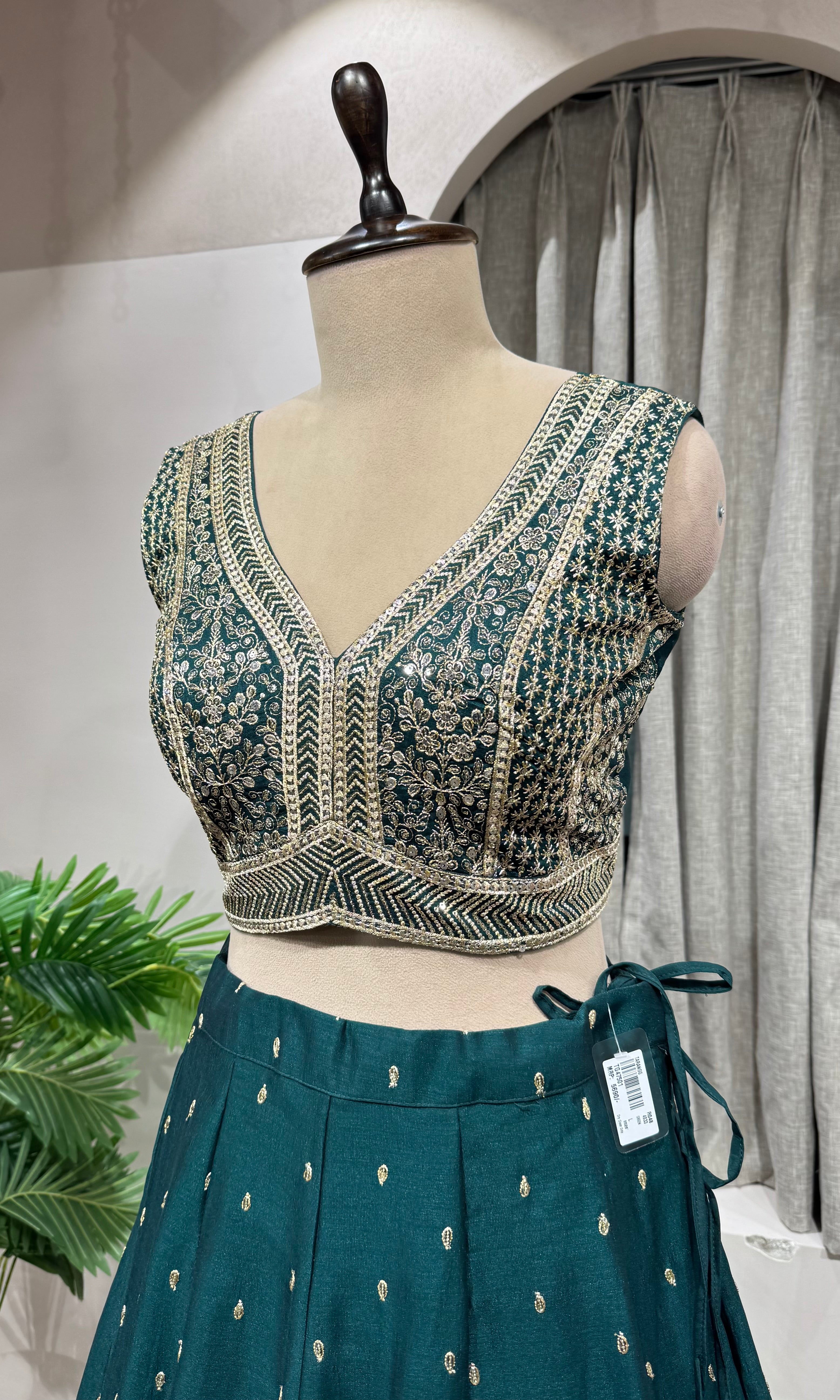 Green Embroidered Lehenga Choli with Sequin