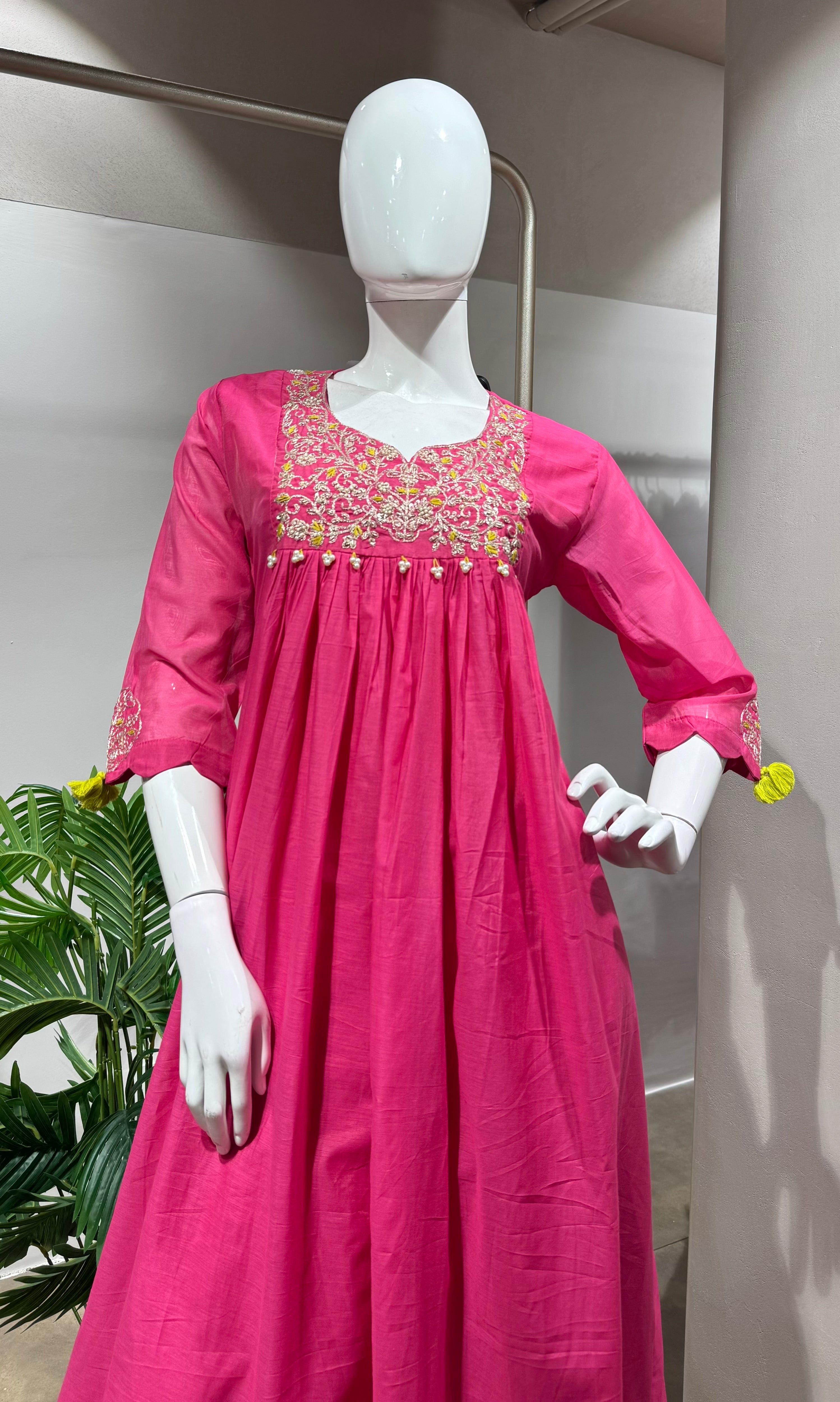 RANI Floral Embroidered Flared Suit with Dupatta
