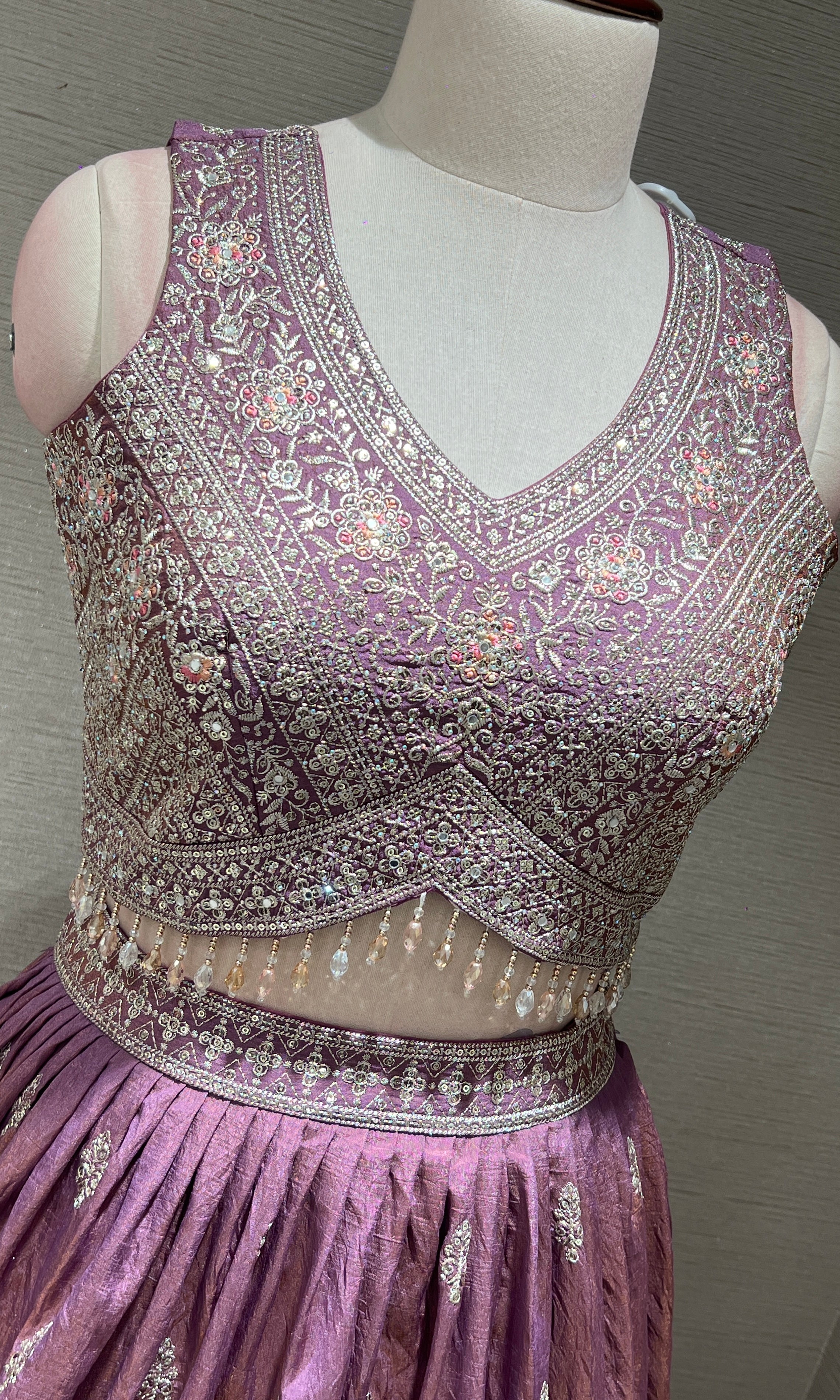 Light Purple Embroidered Sequinned Lehenga